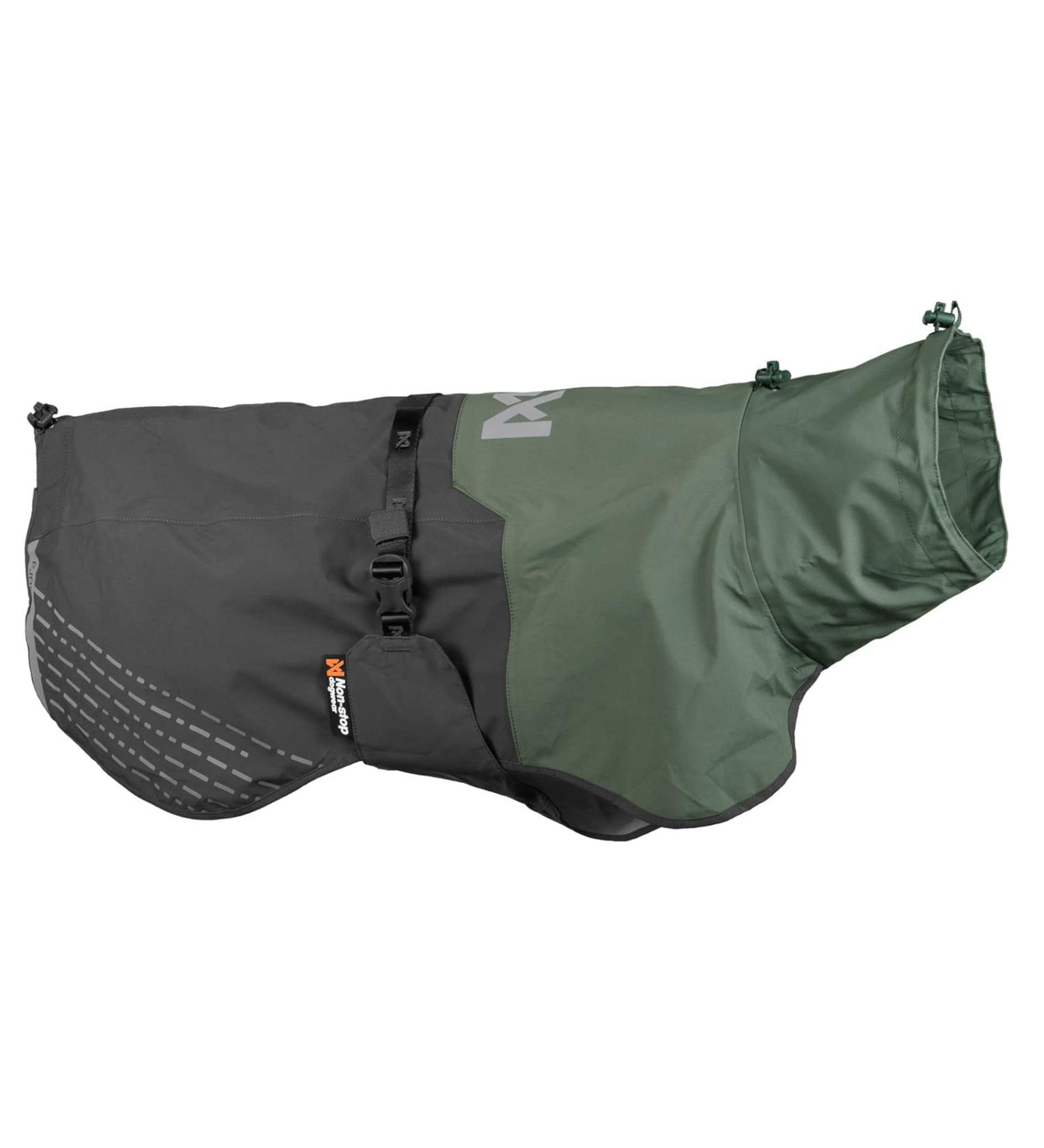 Non-stop Dogwear Fjord Raincoat Grey/Green - Size 45 | Waterproof Dog Jacket for All Weather | International Shipping Available - Buy Online on GoSupps.com