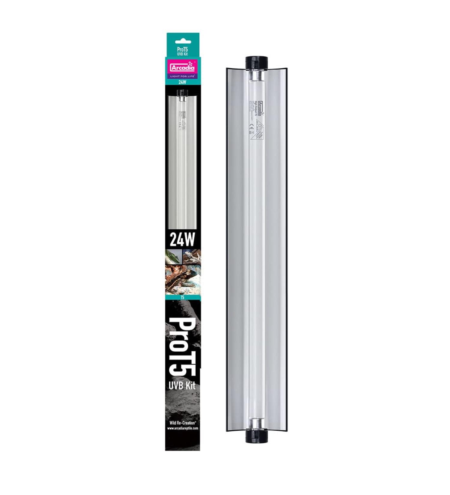 Arcadia - ProT5 UVB Forest - D3 6% UVB - 24 Watt - Includes Quality Electronics Removable Reflector & A High Output T5 UVB Lamp - Easy to Fit & Use - Sleek Design