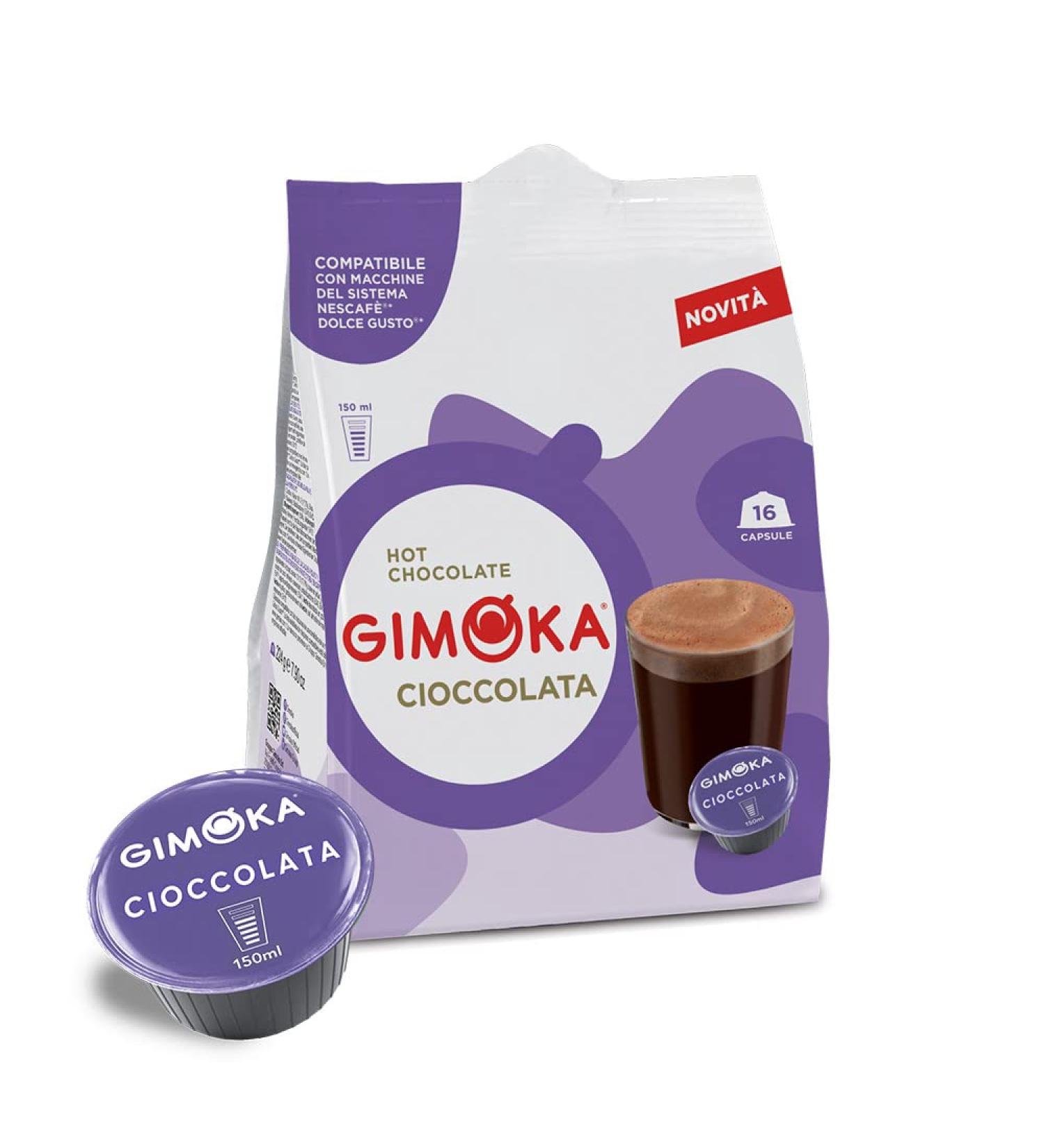 Gimoka Chocolate flavor - 64 Capsules - Compatible with Nescaf * Dolce Gusto* brand coffee machines - Made in Italy (pack of 4 x 16) - Buy Online on GoSupps.com