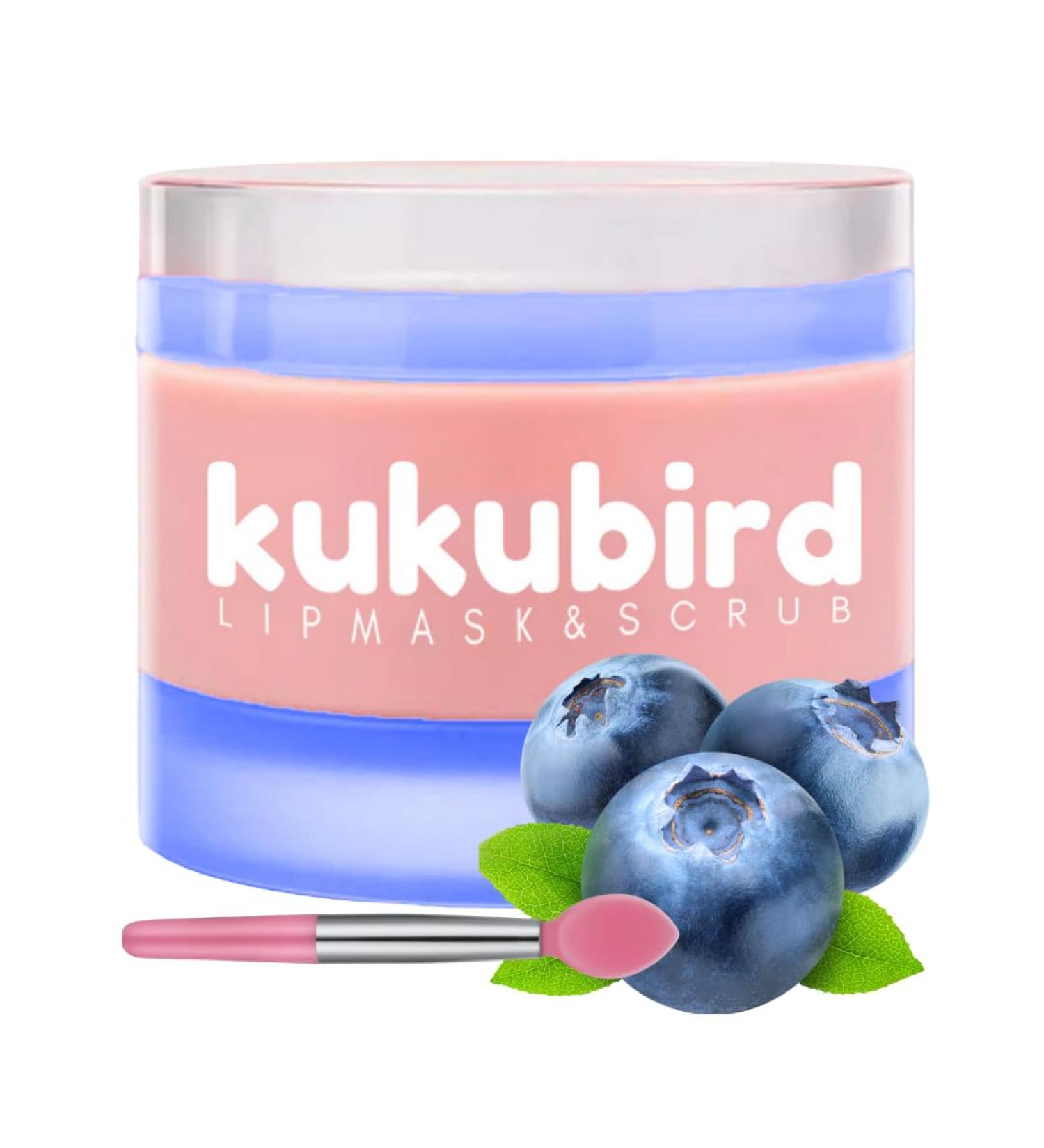 Kukubird Overnight Hydrating Lip Mask and Exfoliating Scrub - Blueberry for Chapped Lips - Buy Online on GoSupps.com