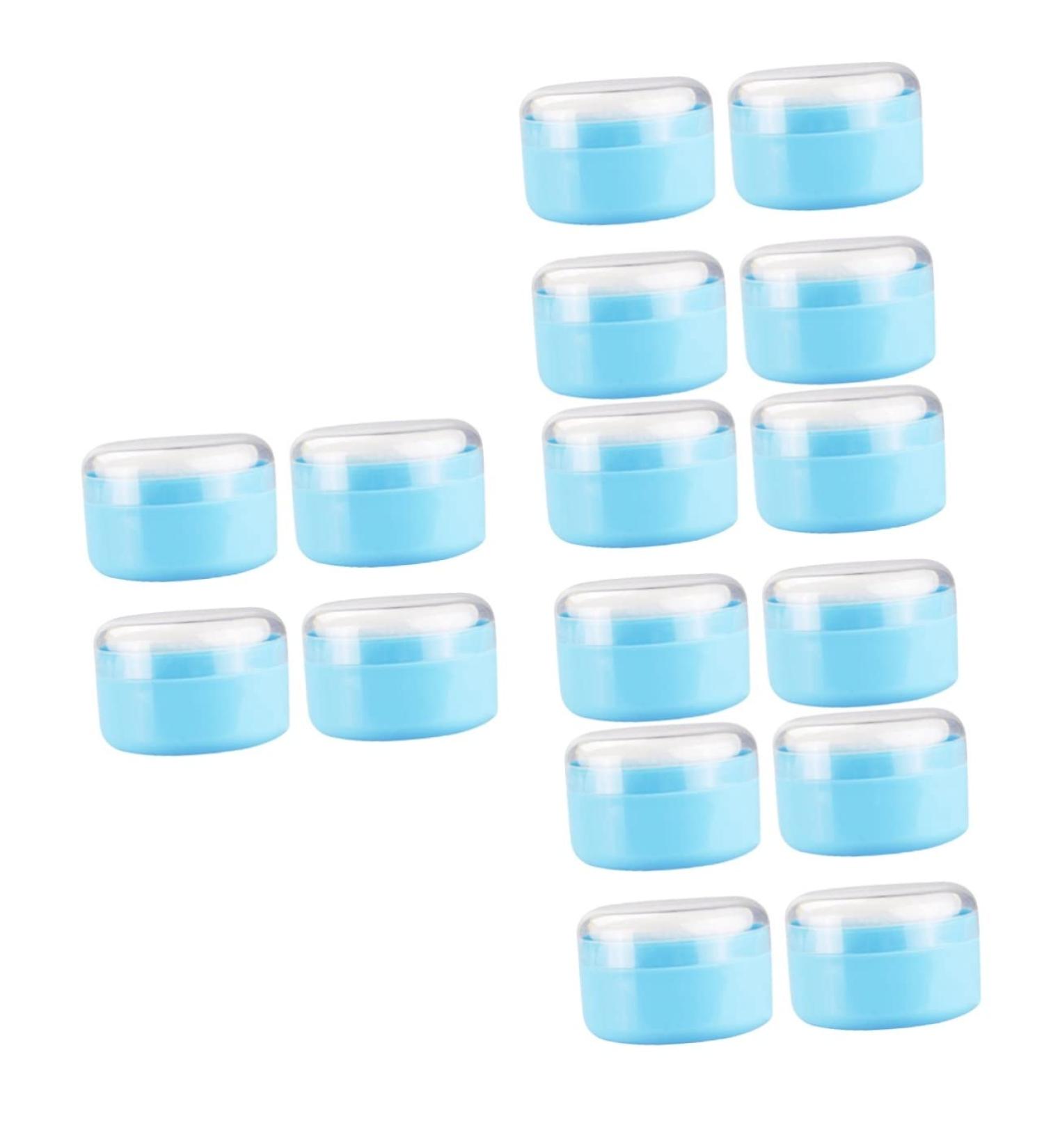 Toyvian 16 Pcs Body Powder Puff Box - Baby Powder Container Set | Travel-Friendly Dispenser Bottle | Blue Plastic Child Makeup Kit | 8x8x6cm - 8 Pcs - Buy Online on GoSupps.com