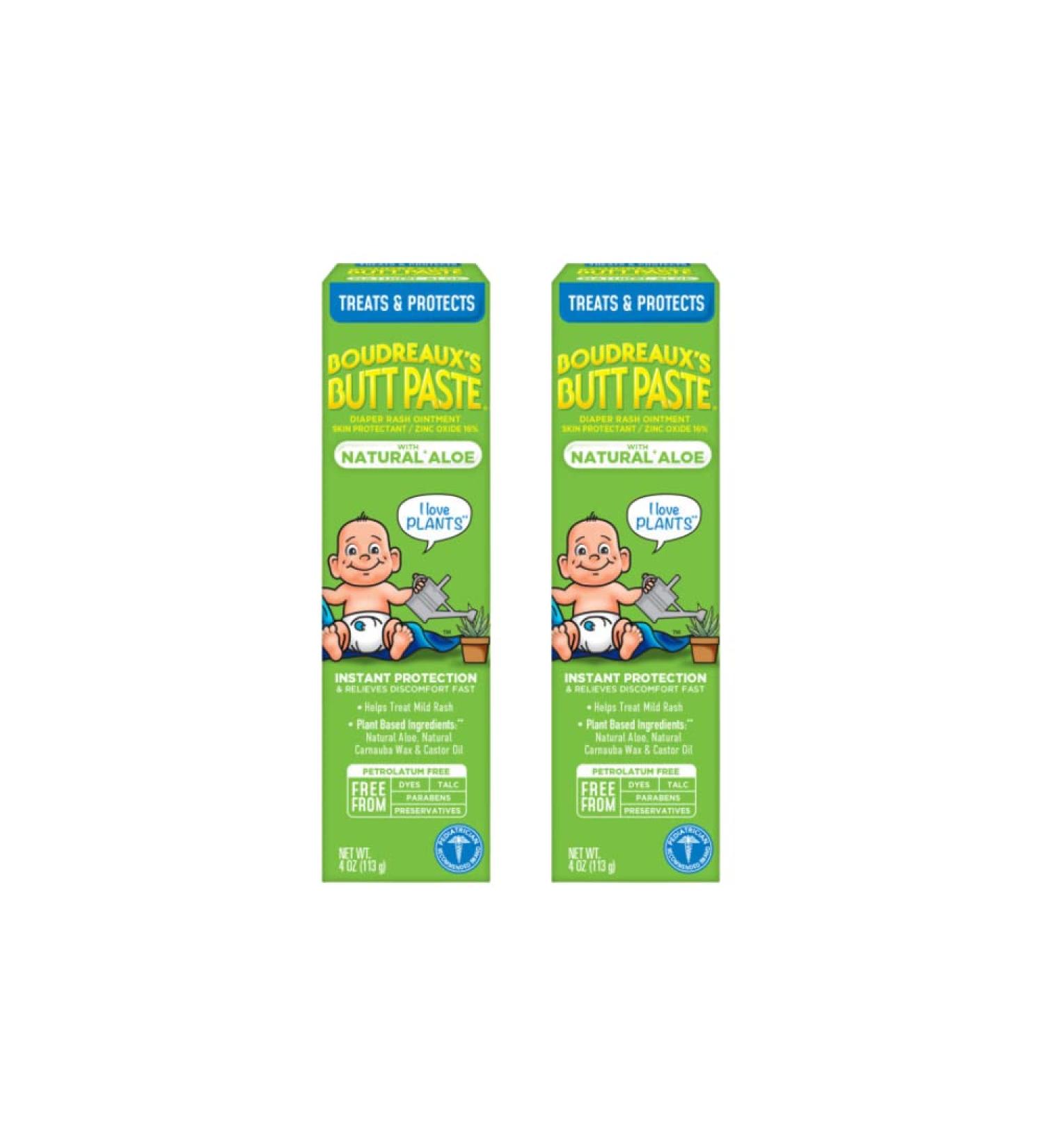Boudreaux's All Natural Butt Paste 4 oz (Pack of 2) - Soothing Diaper Rash Relief - Buy Online on GoSupps.com
