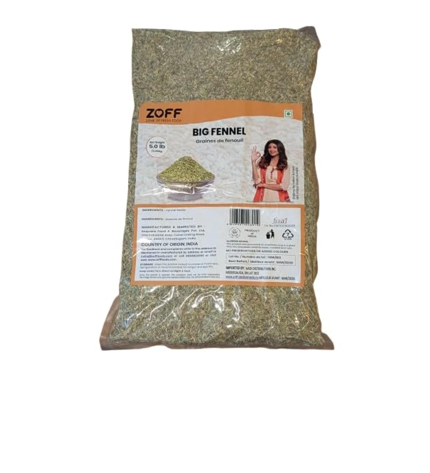 ZOFF Big Fennel Whole(5 LB/ 80 oz) | All Natural | Vegan | Indian Origin (5 LB) - Buy Online on GoSupps.com