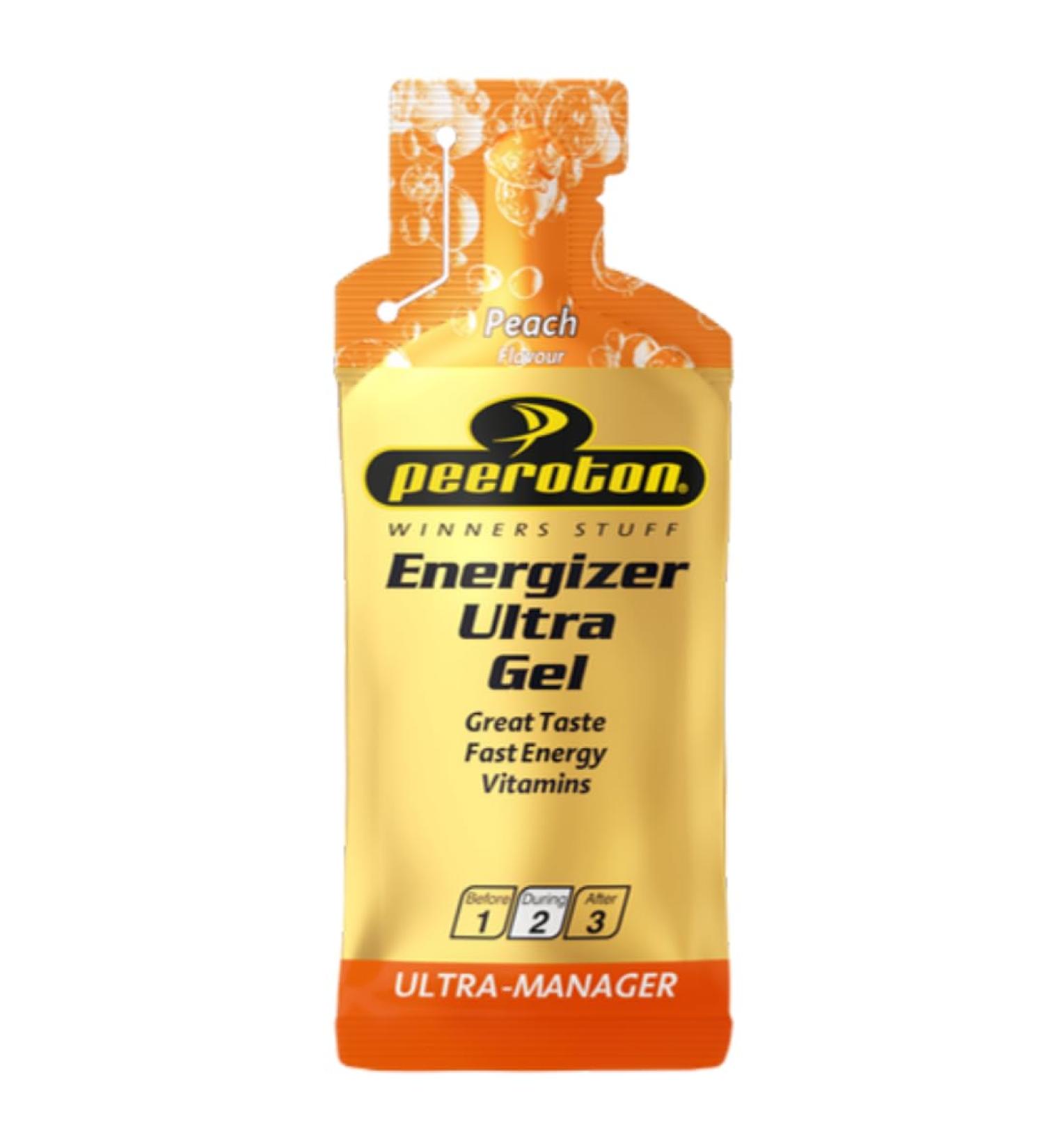 Peeroton Energizer Ultra Gel Peach - Isotonic Energy Gel for Endurance | 40ml Power Gel | Easy to Digest | 26.5g Carbs per Pack - Buy Online on GoSupps.com