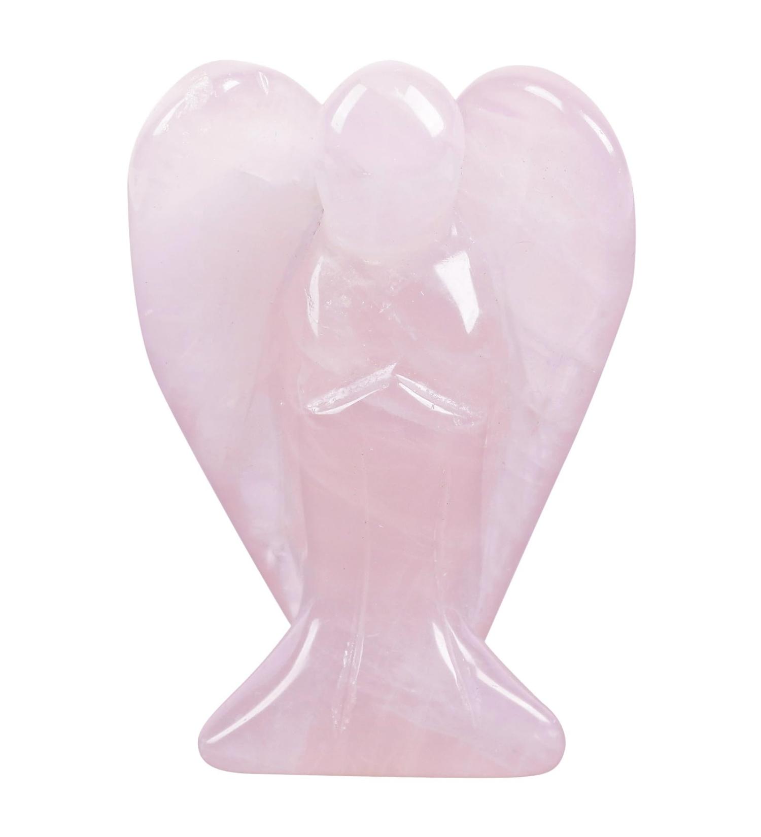 Lovionus89 Natural Rose Quartz Angel Statue - Hand-Carved Healing Crystal Figurine | 7.5cm Pocket Decoration - Buy Online on GoSupps.com