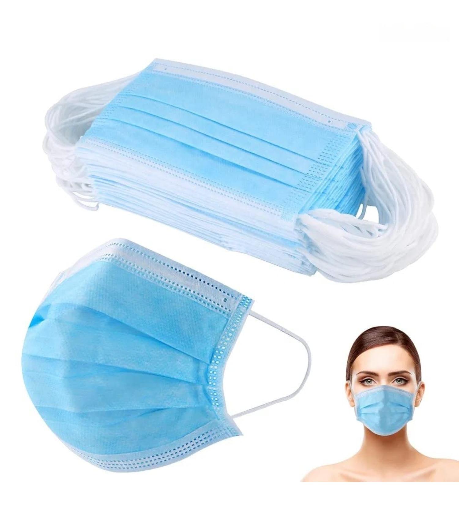 AURA Monaco 3-layer face mask 10 pieces mouth & nose cover with nose clip hygienic face mask