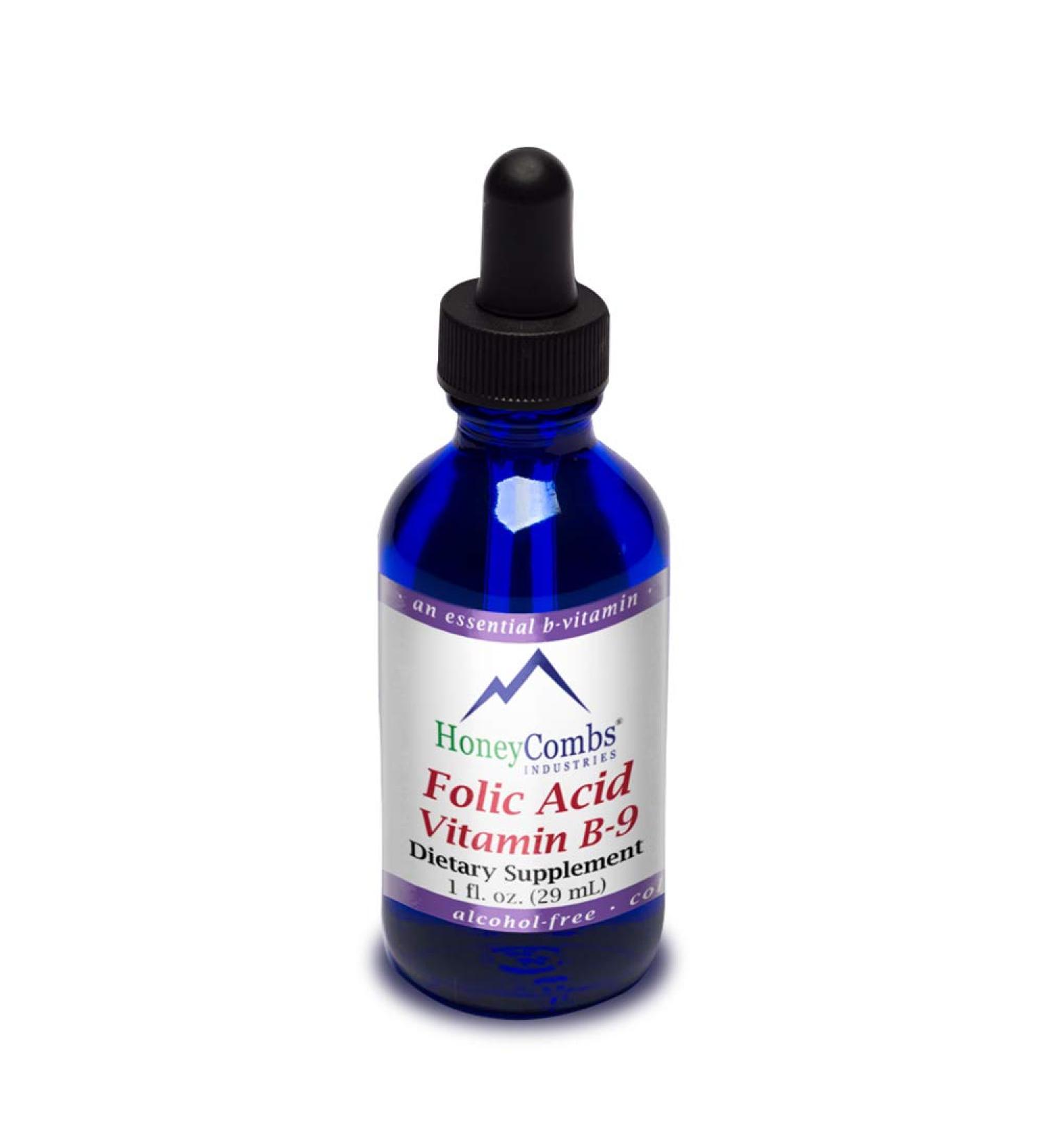 Folic Acid Drops - Liquid Vitamin B9 Supplement for Blood Cells, Brain Function, and Liver Support - Pregnancy Safe, Alcohol-Free, Gluten-Free - 1 Fl Oz - Buy Online on GoSupps.com