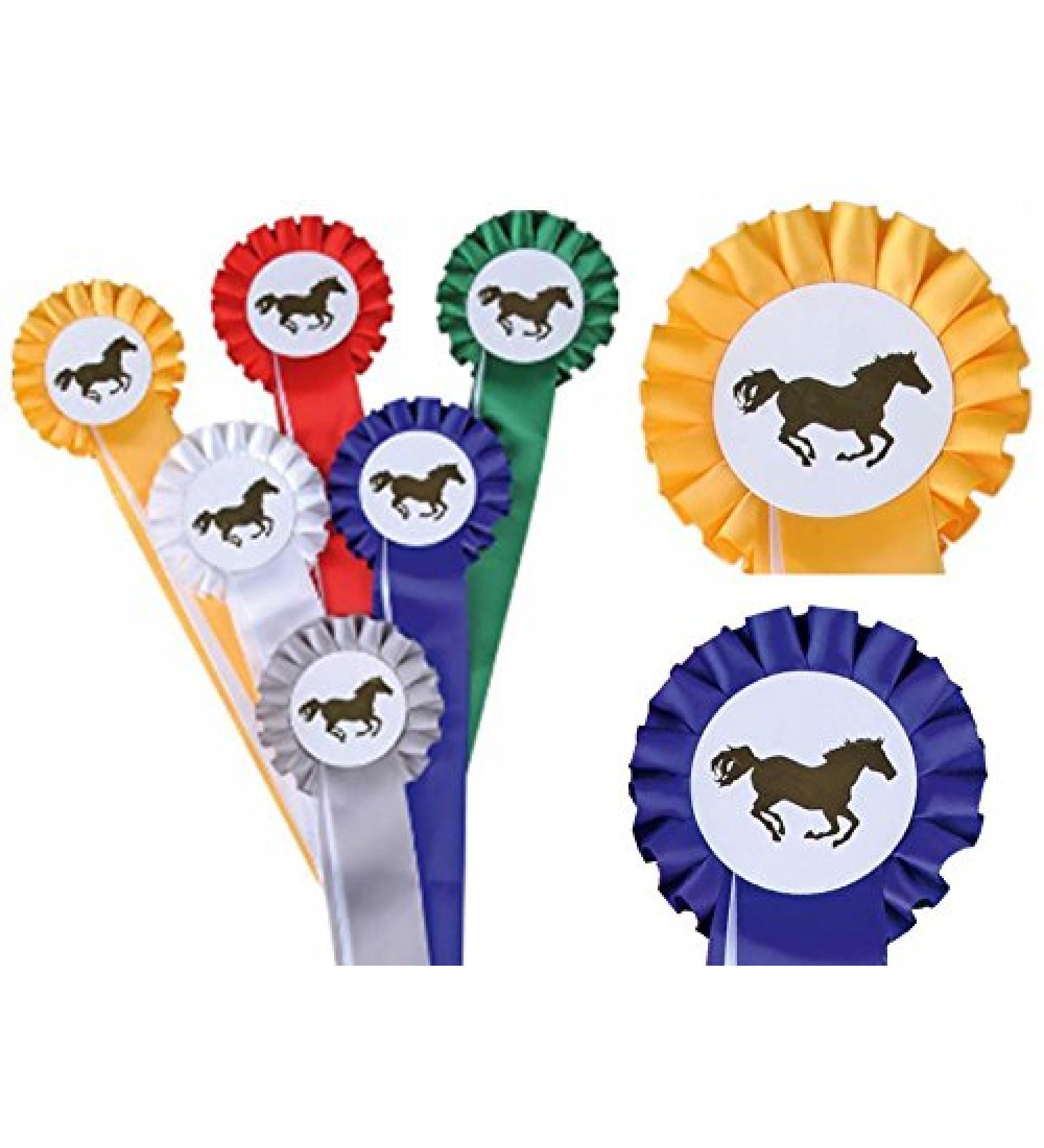 6247 HKM tournament ribbon -single rosette- 1 section ruffled green / white