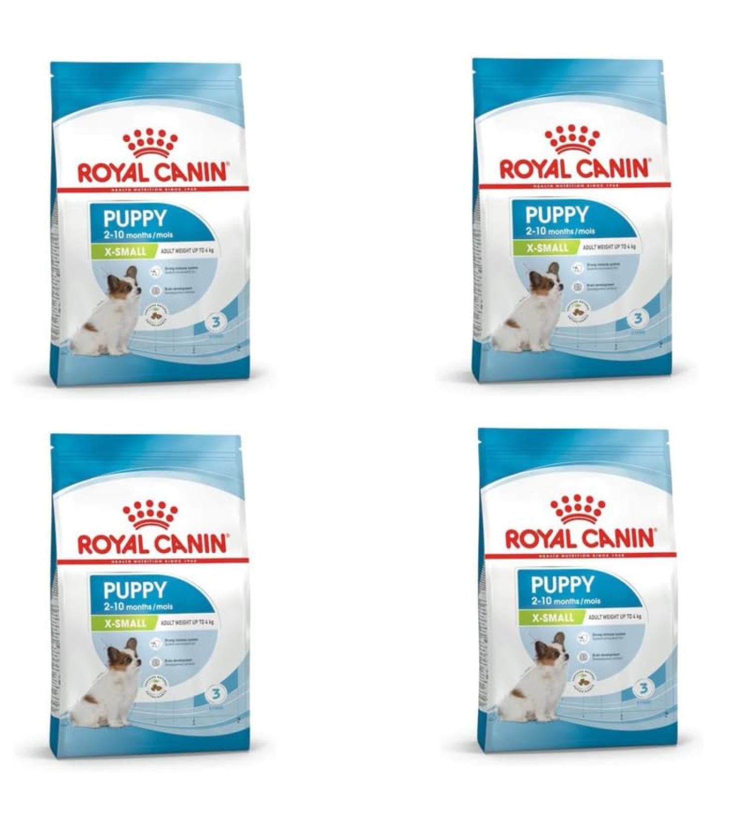 Royal Canin X-Small Puppy | Pack of 4 | 4 x 500 g | Dry food for puppies of very small breeds | May contribute to the normal functioning of the immune system | with omega-3 - Buy Online on GoSupps.com