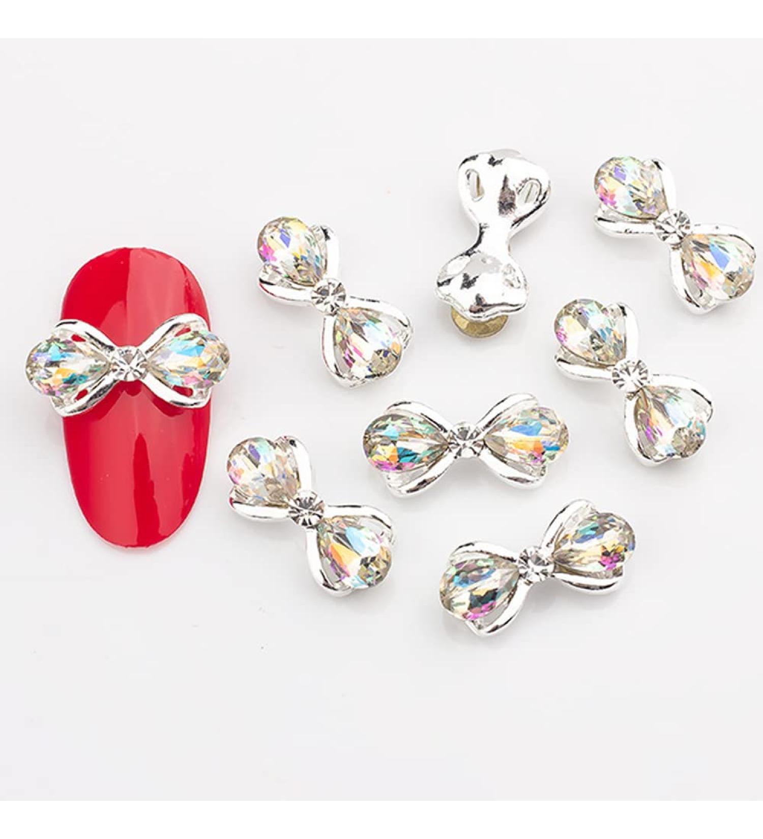 10pcs 3D Nail Art Crystal Rhinestone Bow Big Gems Charms for Nail Art Decoration Jewelry Sparkle Craft DIY Beads (#3029 10pcs)