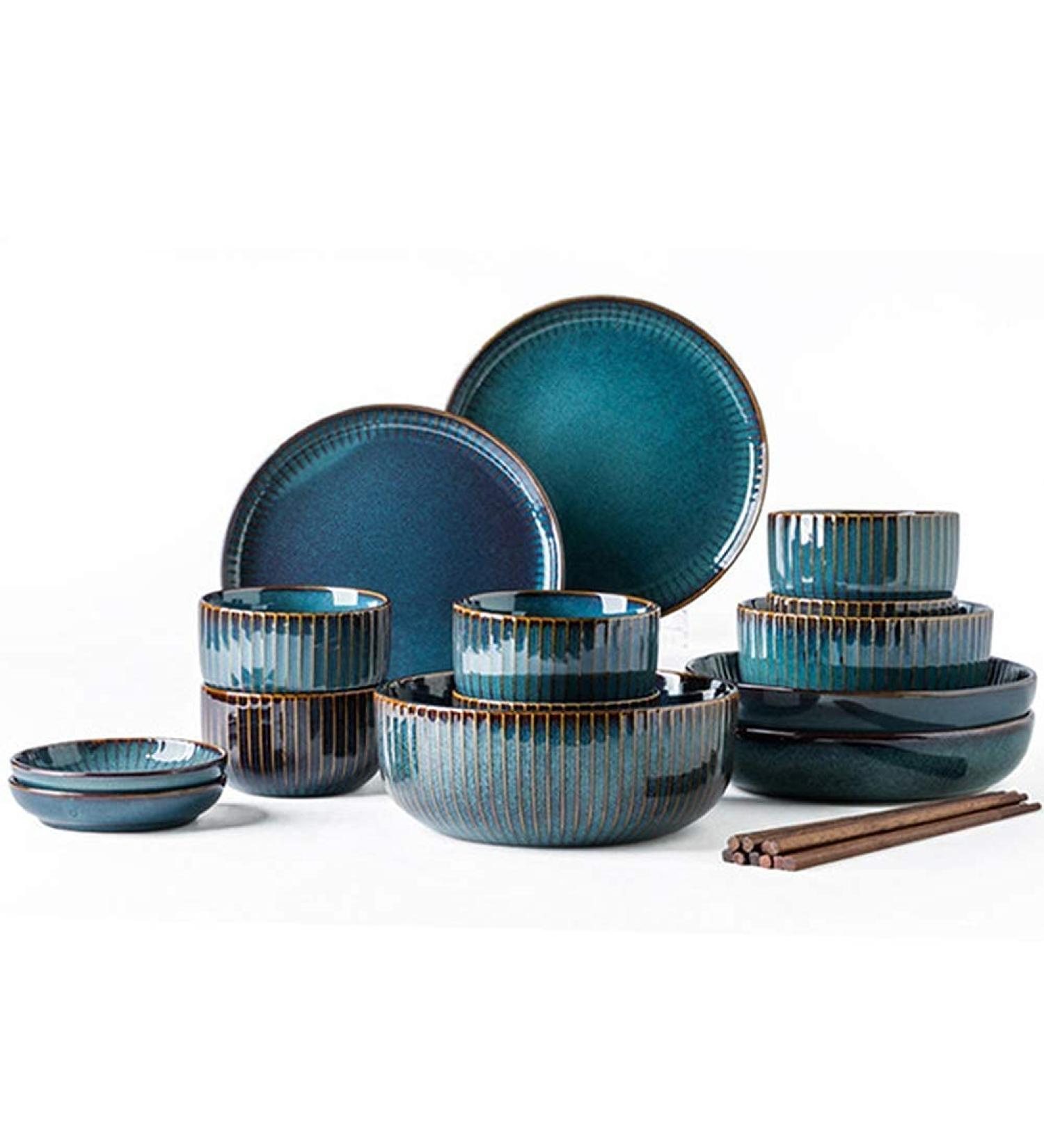 Fine Dinnerware Set Porcelain Dinnerware Set Ceramic Plates and Bowls Sets Modern Creativity Vintage Lounge Round Reactive Glaze Stoneware Dishes Set for Kitchen/Dining - Buy Online on GoSupps.com