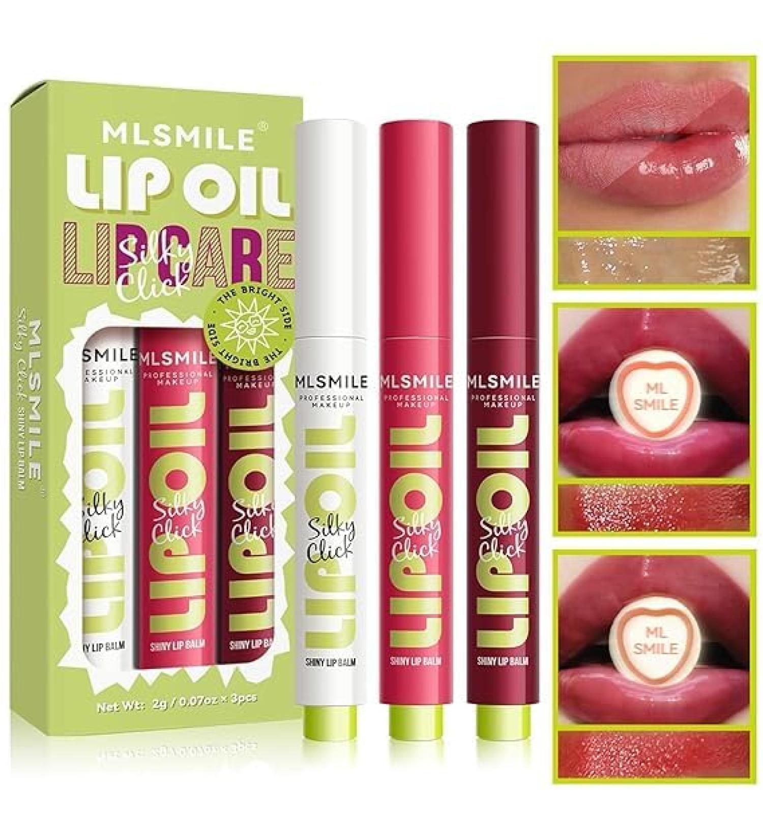 Shop 3 Colors Fat Lip Oil Click Slick - Non-Stick High Pigment Moisturizing Lip Plumper with Coconut Oil | Long-Lasting Lip Balm Set A - Buy Online on GoSupps.com