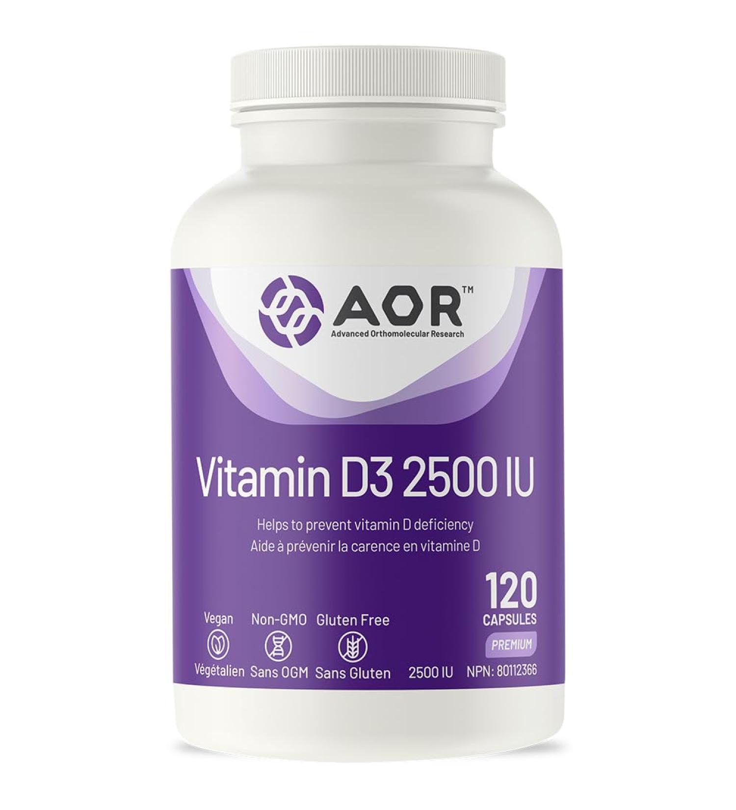 AOR Vitamin D3 2500 IU 120 Capsules Enhances Calcium and Phosphorus Absorption Helps Maintain Strong Bones and Teeth Vitamin D for Adults Derived from Natural Sources Reliable and Balanced 120 count (Pack of 1) - Buy Online on GoSupps.com