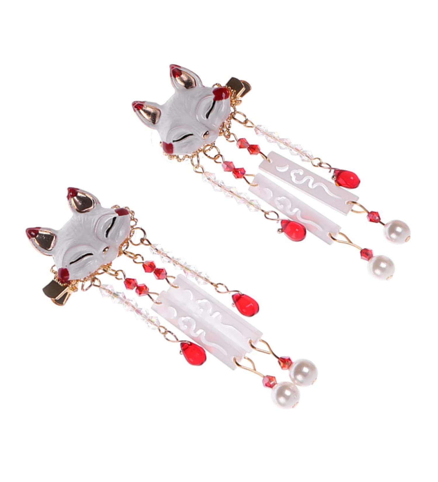 Toyvian 1 Pair Fox Tassel Clip Barrettes for Hair Chinese Tassel Hair Clip Hair Clips for Hair Accessory for Women Tassel Hairpin Pearl Hair Accessories Kimono Hair Alloy - Buy Online on GoSupps.com