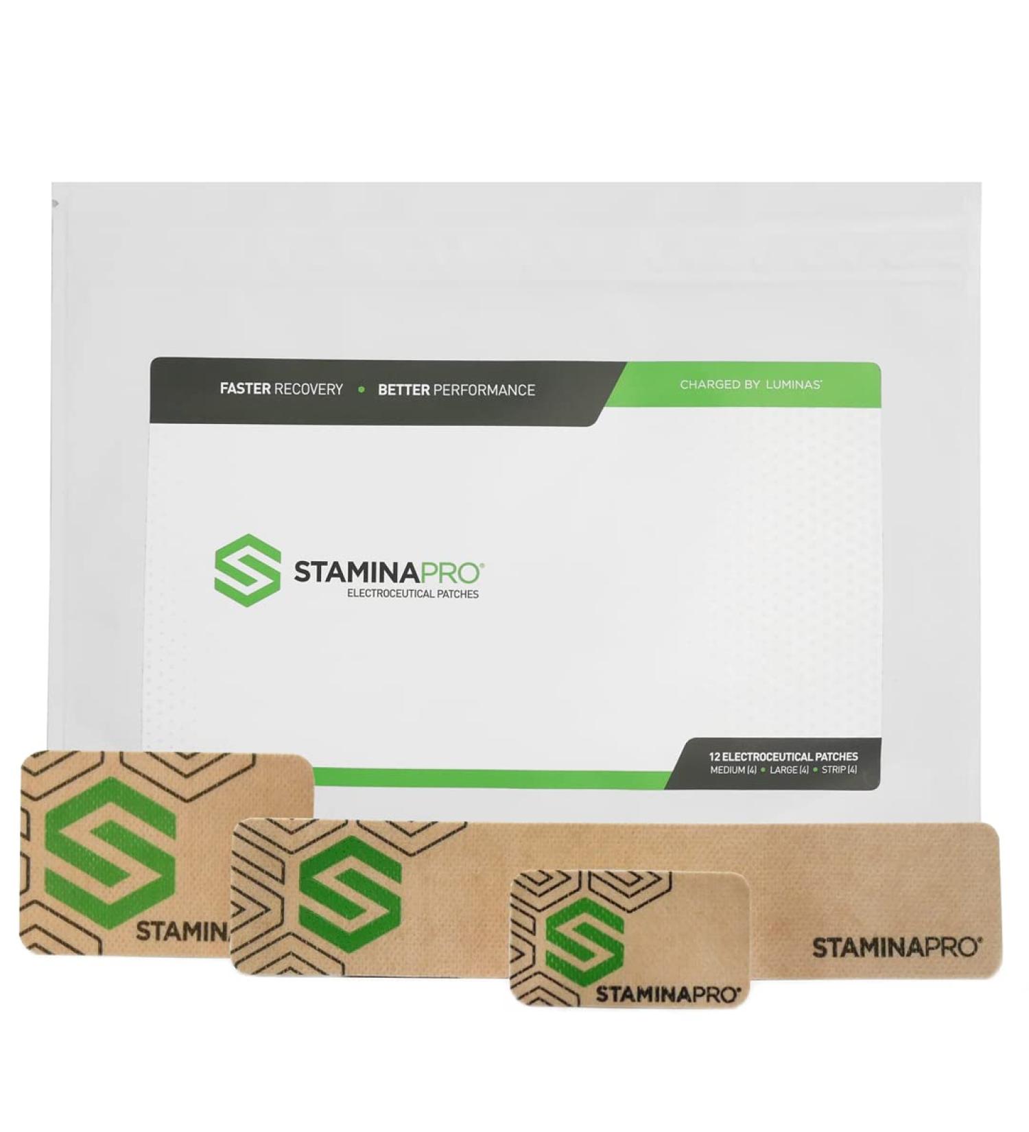 STAMINAPRO Active Recovery Patches - 12 Piece Assortment for Muscle Soreness, Strain, Fatigue, Tightness - Buy Online on GoSupps.com