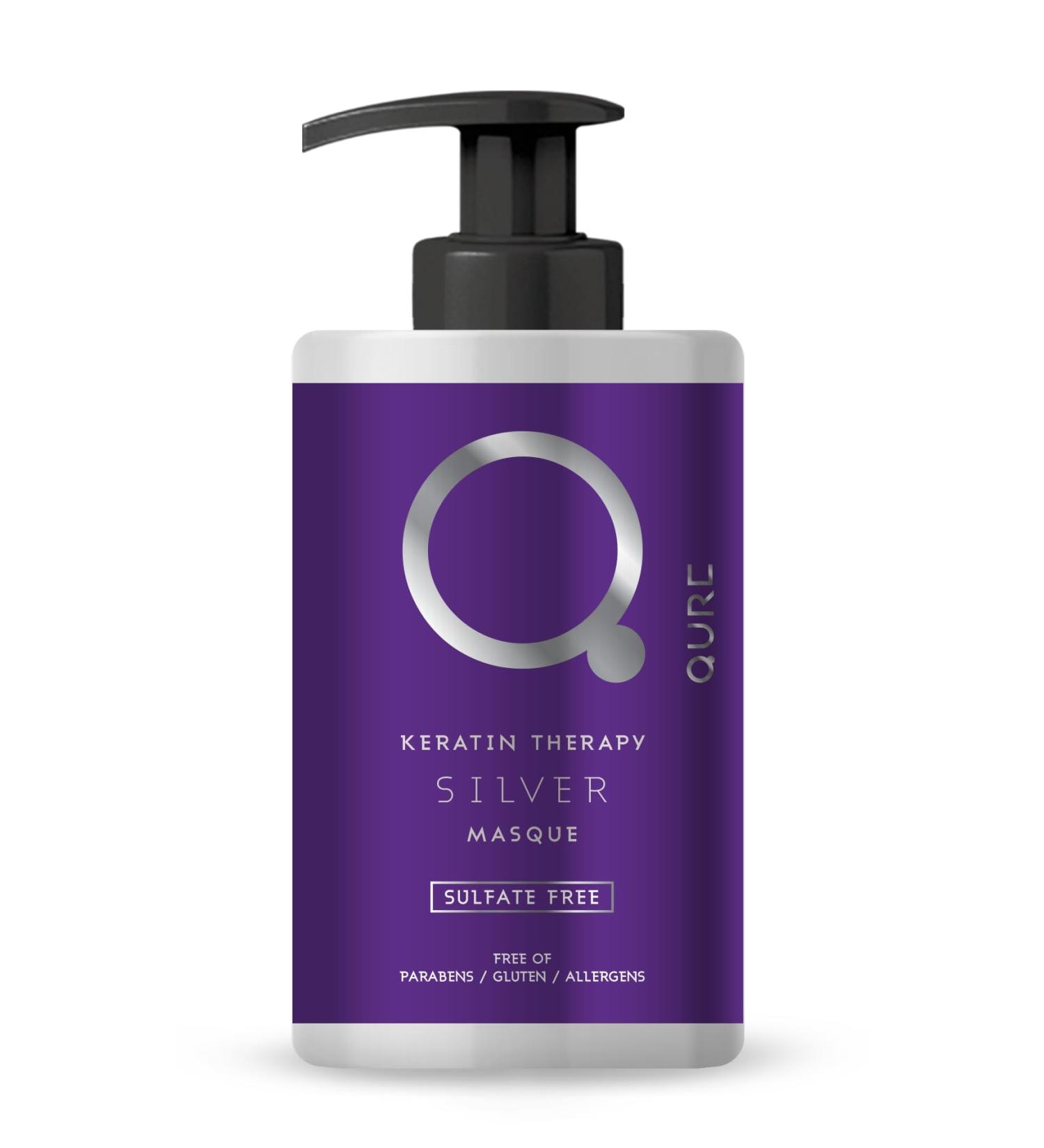 Qure Silver Mask - Anti-Yellow Hair Mask for Keratin Smoothing | Professional Formula for Blonde Gray & White Hair | Sulfate-Free 300ml - Buy Online on GoSupps.com