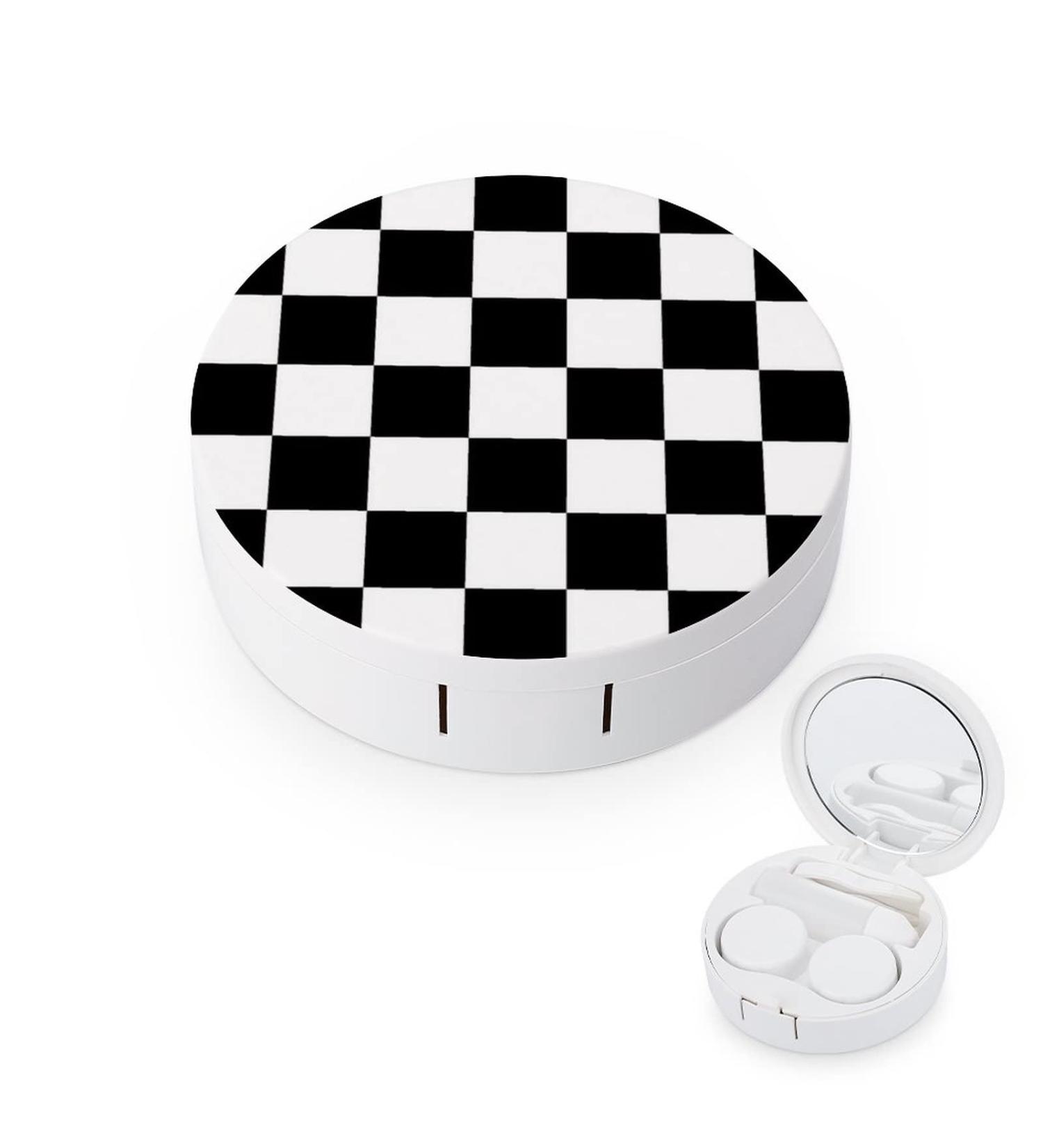 Buy Bagea-Ka Black White Race Checkered Flag Contact Lens Case - Eye Care Kit with Mirror Tweezers & Solution Bottle for Travel & Home - Buy Online on GoSupps.com