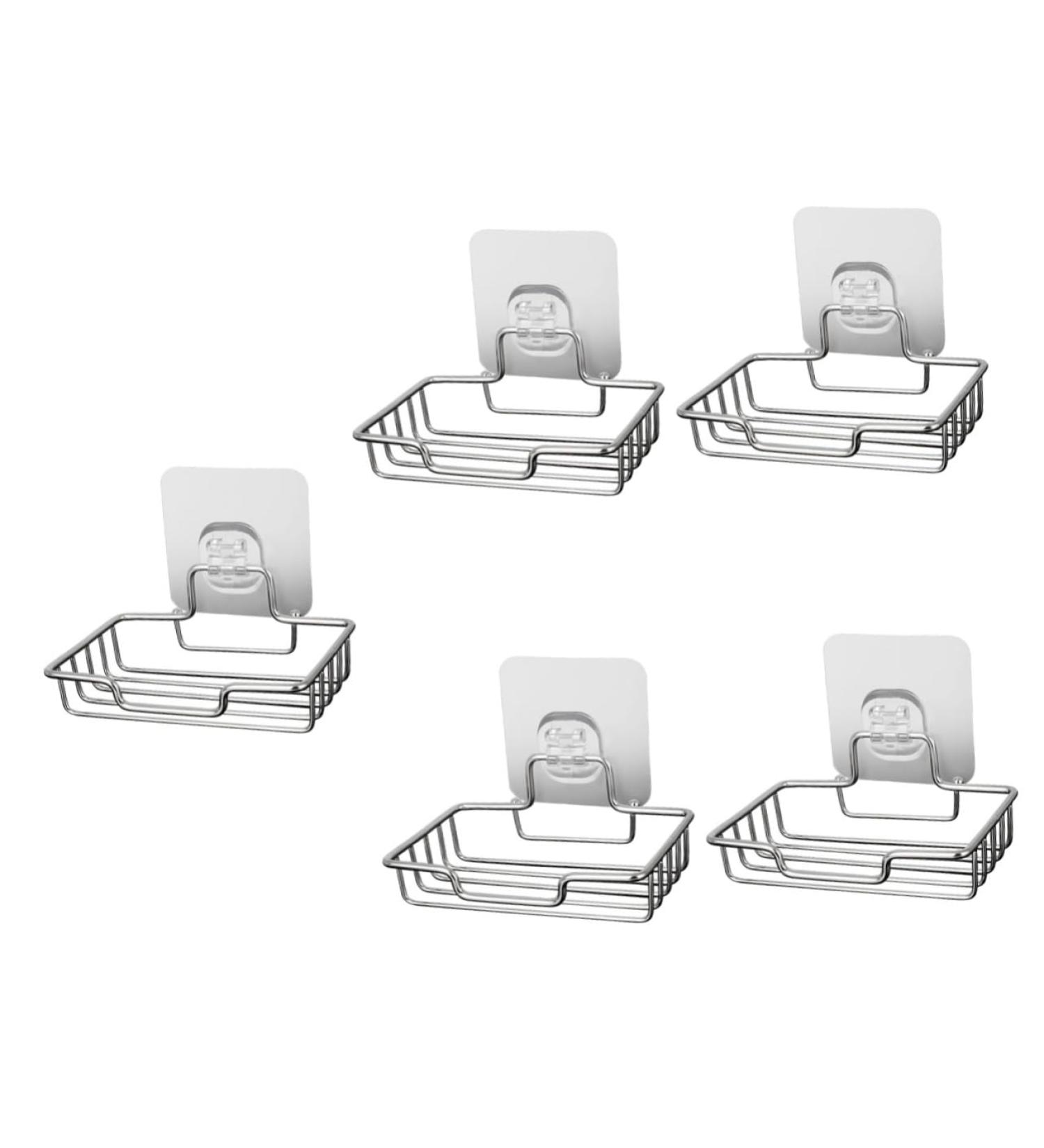 Amosfun 5pcs Stainless Steel Soap Holder Soap Holder for Shower Wall Soap Rack Stainless Steel Soap Wall-mount Holder Soap Bar Sink Drain Self-draining Soap Boxes Soap Dish Holder Square - Buy Online on GoSupps.com