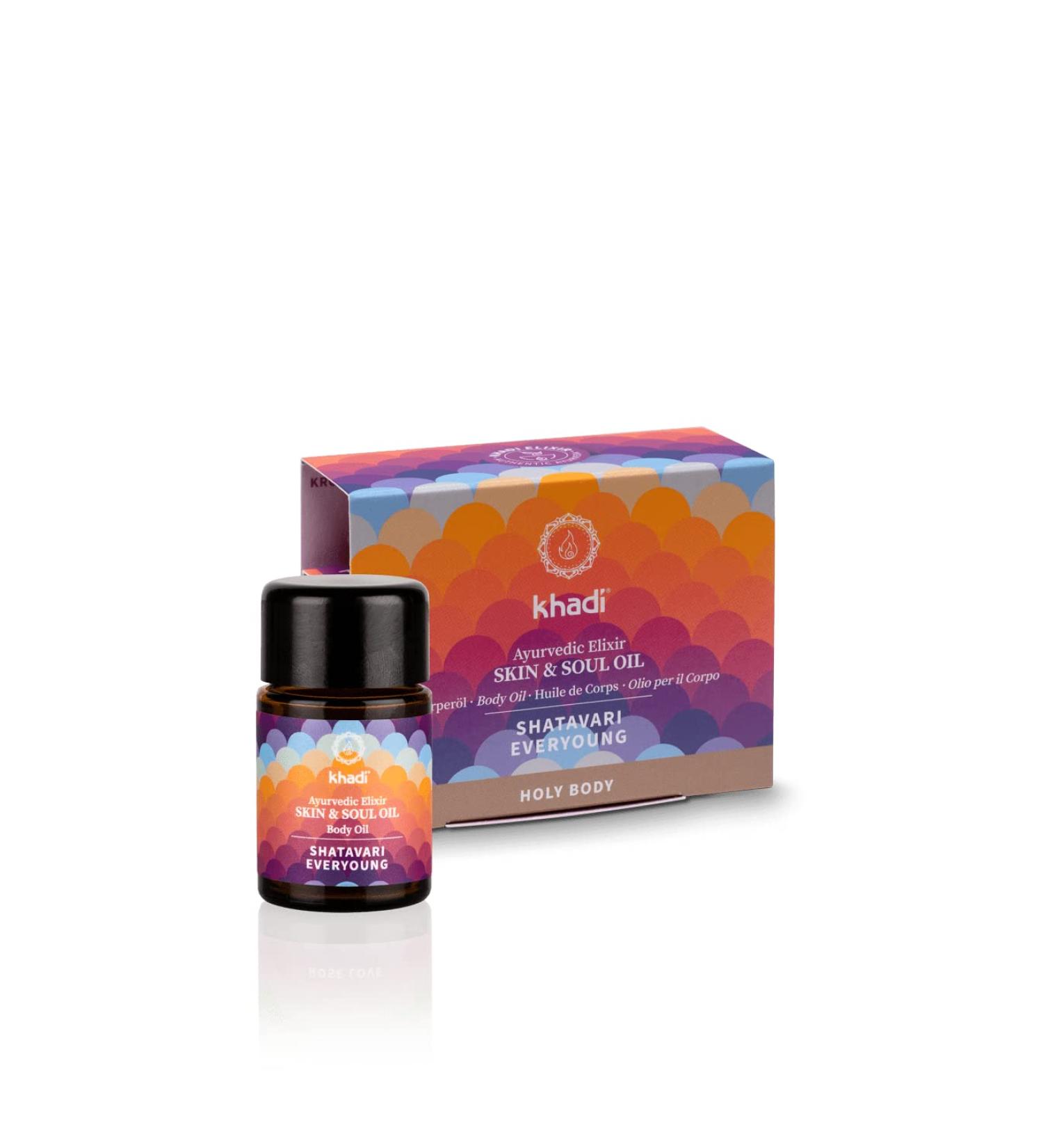 Khadi Shatavari Everyoung Ayurvedic Elixir Body Oil 10ml - Anti-Aging Skin & Soul Oil | Natural Cosmetics for Rejuvenation & Revitalization - Buy Online on GoSupps.com