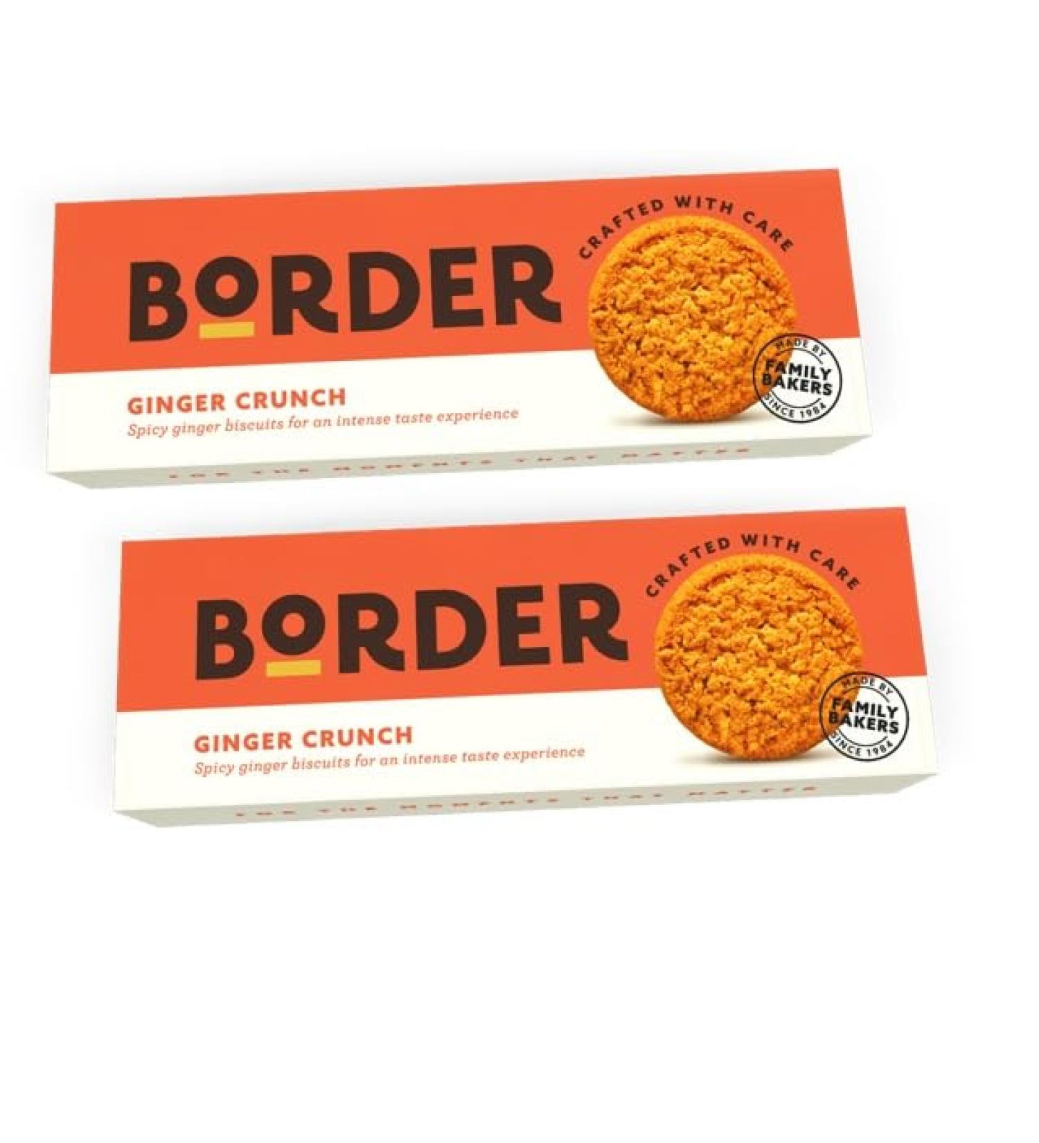 Zamfoods Border Biscuit Fiery Ginger Crunch 135g - Made with Real Ginger - with a Hot Spicy Aroma - Deliciously Crunchy Treats - Ideal Gift for Cookie Lovers (Pack of 2)