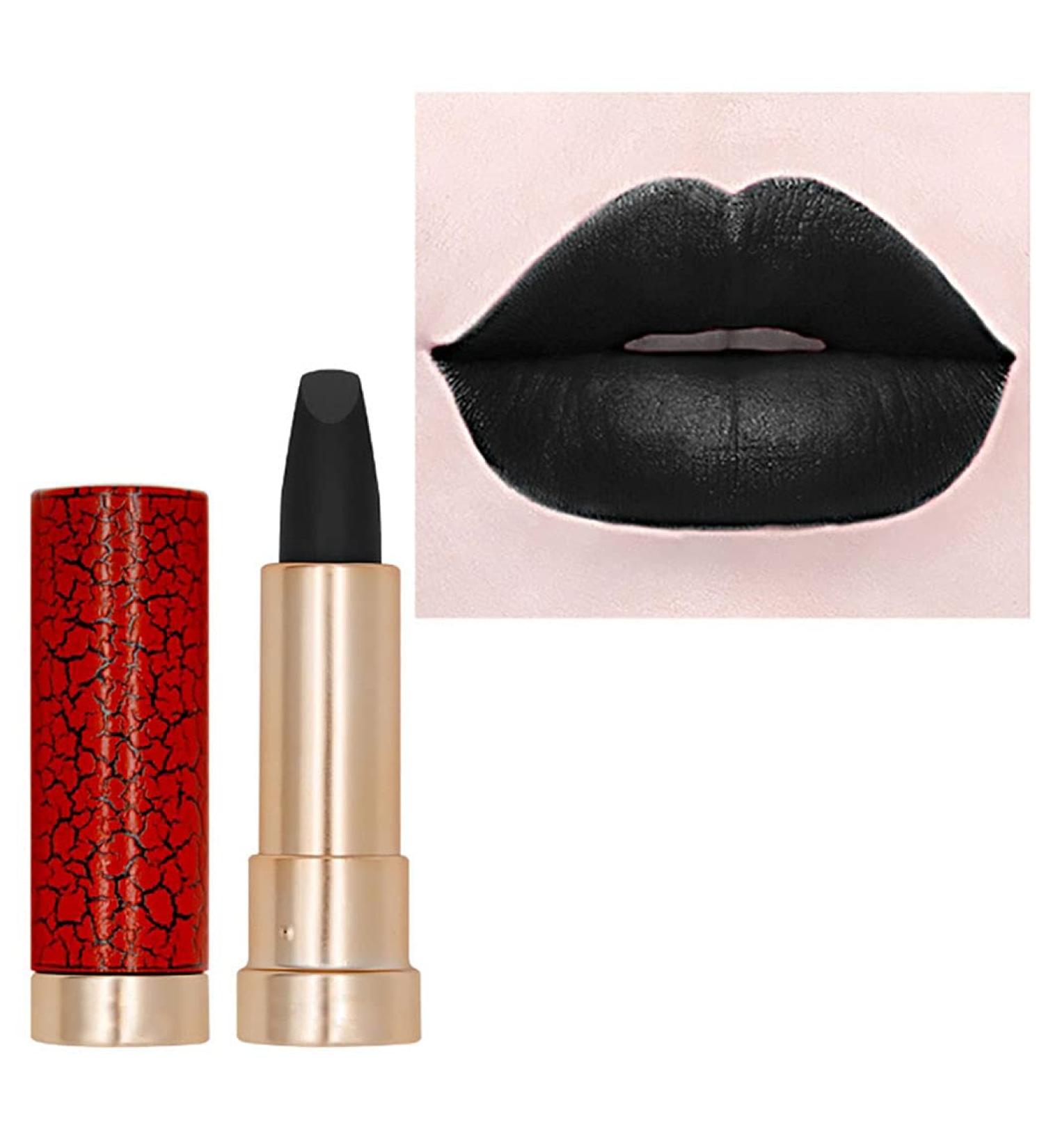 High Pigment Black Matte Lipstick - Velvet Cream Lipstick for Halloween Makeup - Ideal for Women & Girls | International Shipping Available - Buy Online on GoSupps.com