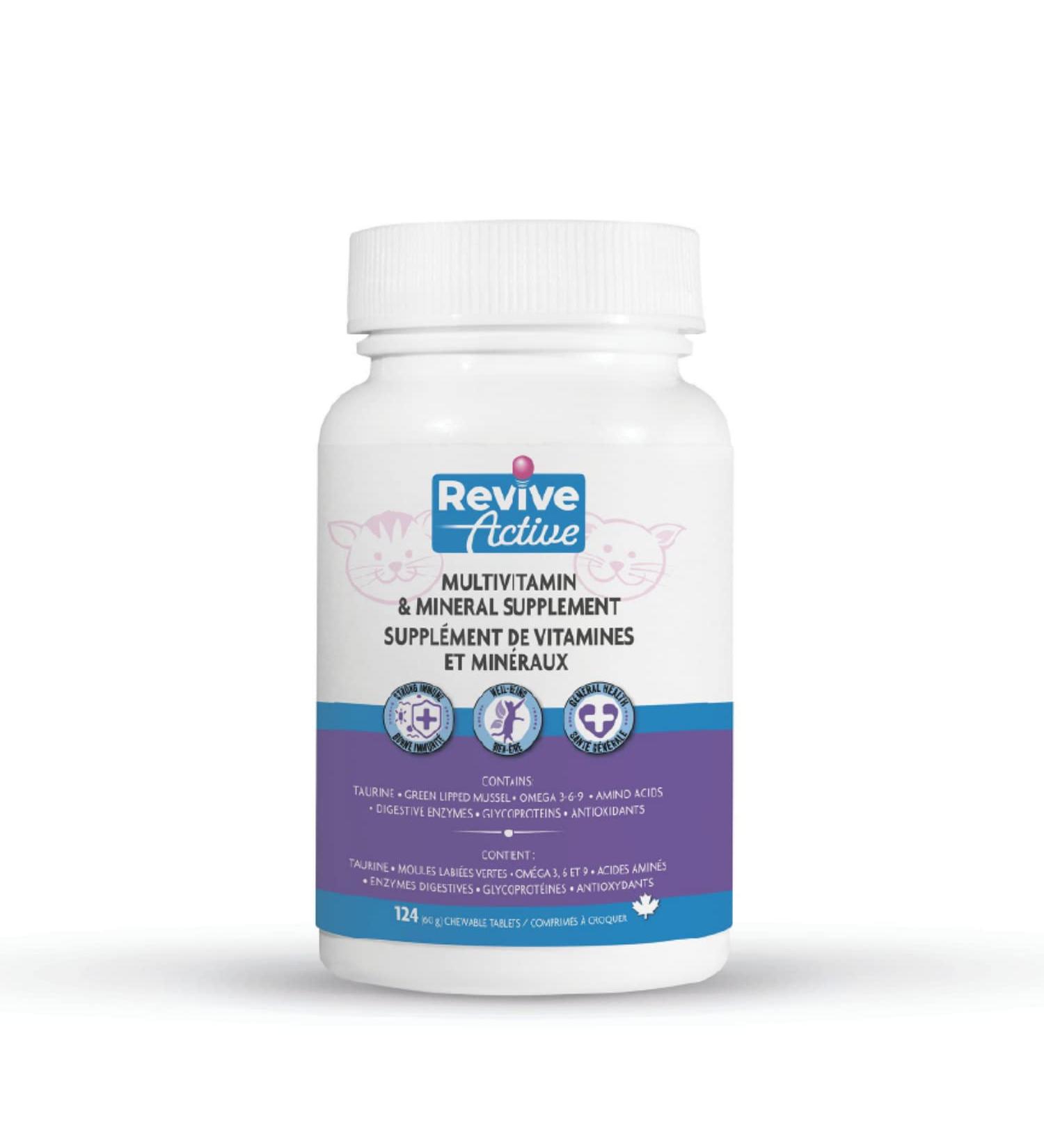 Revive Active - Feline Vitamins Chewable Tablet 124ct Multivitamin & Mineral Supplement for Cats - All-in-one multivitamin to support your cat's health and wellness. - Buy Online on GoSupps.com