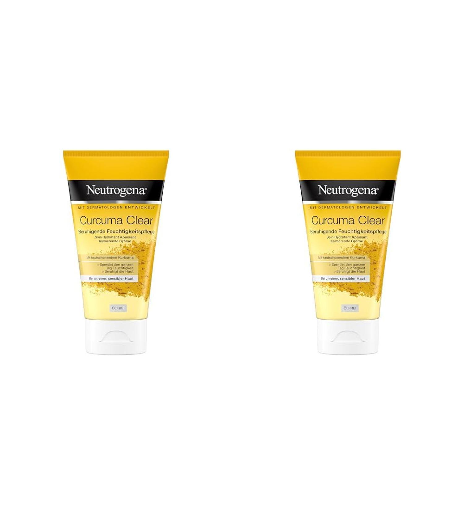 Neutrogena Curcuma Clear Face Cream - Oil-Free Moisture Cream for Sensitive Skin | 2 Pack (75 ml) - International Shipping Available - Buy Online on GoSupps.com