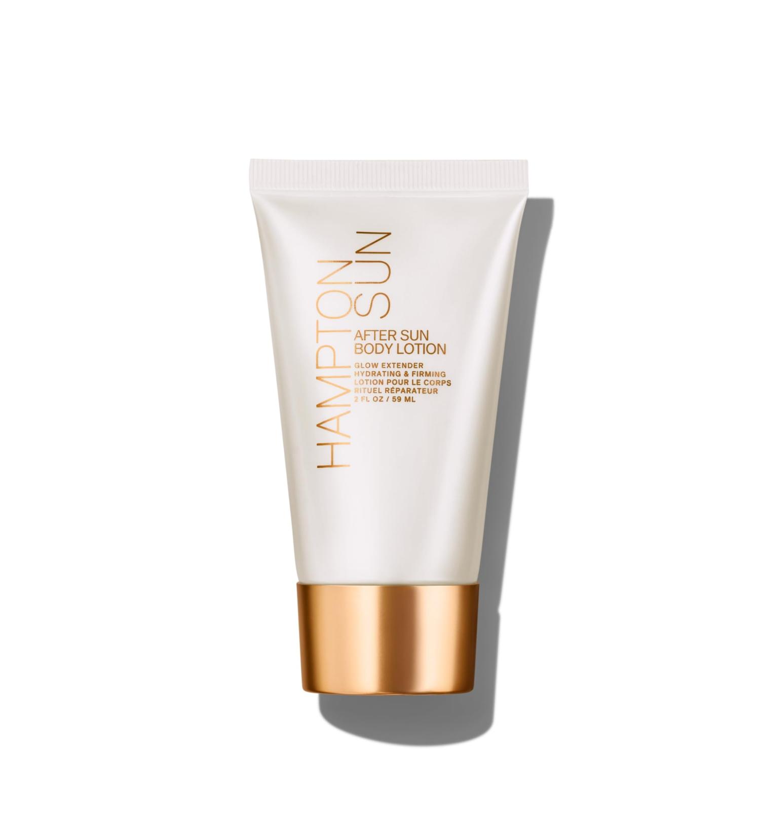 Hampton Sun After Sun Body Lotion 2 oz. Travel Size | Hydrating & Firming Moisturizer with Hyaluronic Acid & Cocoa Butter | Soothes Nourishes & Prolongs Sun-Kissed Glow | Lightweight Smooth Finish - Buy Online on GoSupps.com