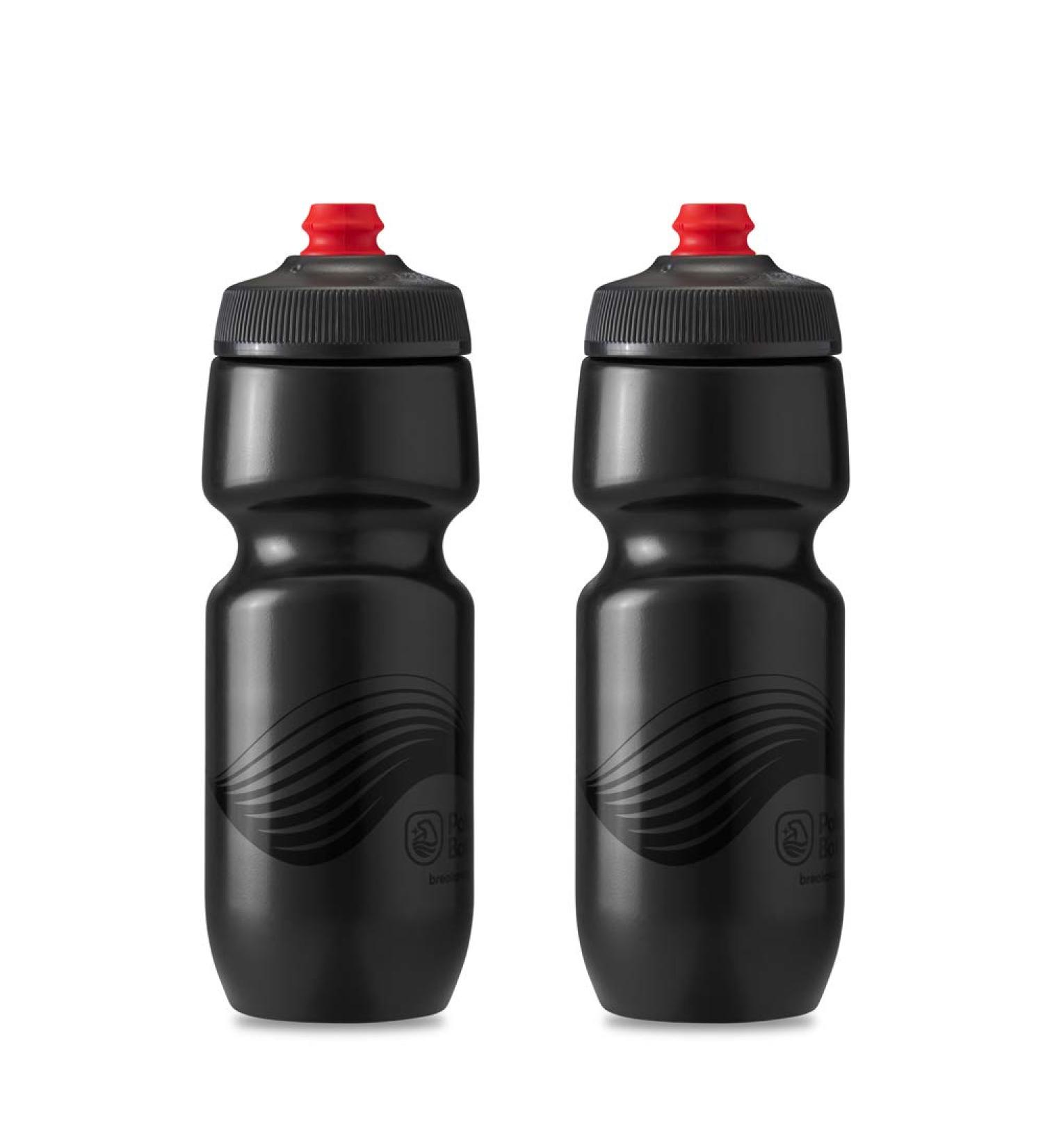 Polar Bottle Breakaway Wave 24oz Bike Water Bottle - BPA-Free, Lightweight Squeeze Bottle for Cycling & Sports - 2 Pack Charcoal Black - Buy Online on GoSupps.com