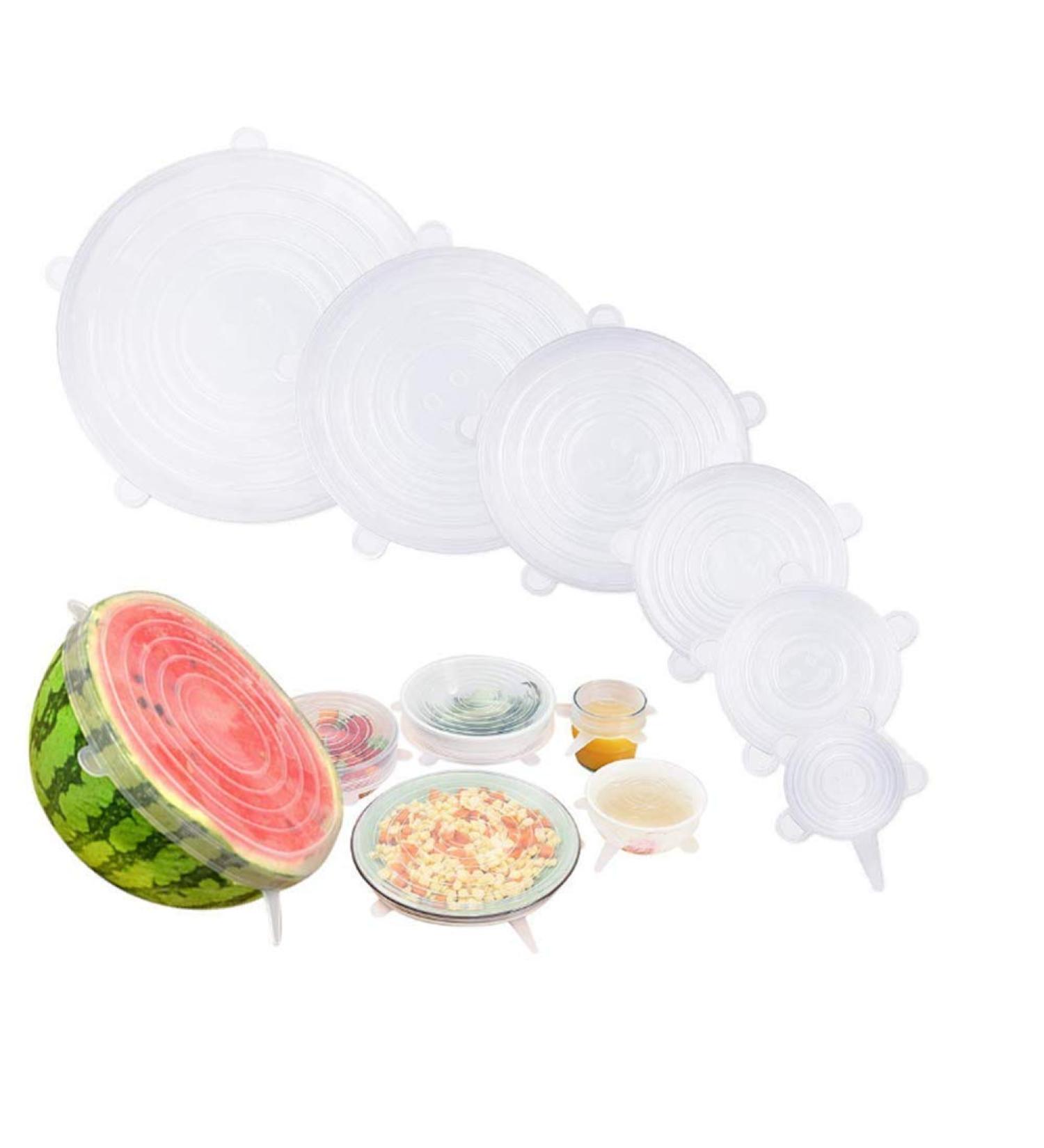Silicone Stretch Storage Covers Food Protection Cover Transparent Reusable Suitable for Cups Bowls Jars Utensils Etc.(White Transparent) - Buy Online on GoSupps.com