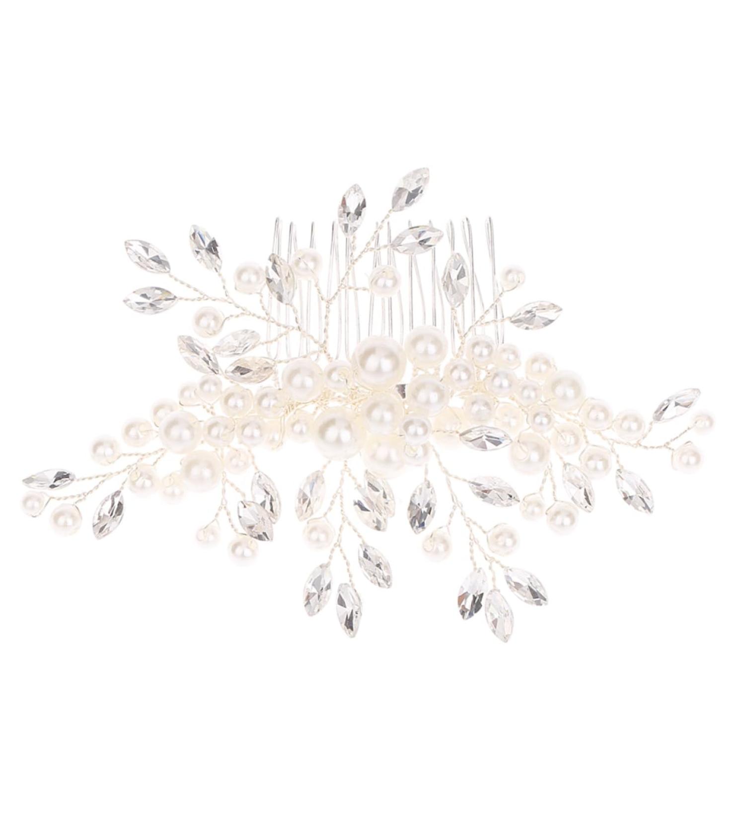 FRCOLOR 1PC wedding headpiece for bride metal hair claw clips Wedding Hair Jewelry Wedding Hair Pin pearl headpiece pearl hair clip Bride Hair Comb Wedding dress bridesmaid crystal - Buy Online on GoSupps.com