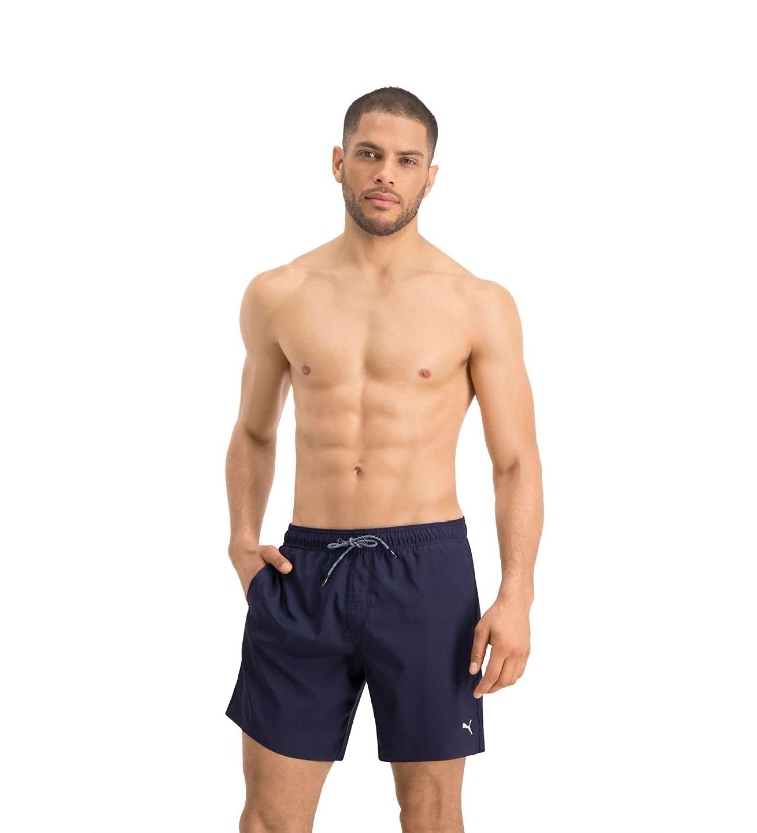 PUMA Men's Mid Length Swim Trunks - Navy Visible Drawstring Shorts for Comfort & Style | International Shipping Available - Buy Online on GoSupps.com