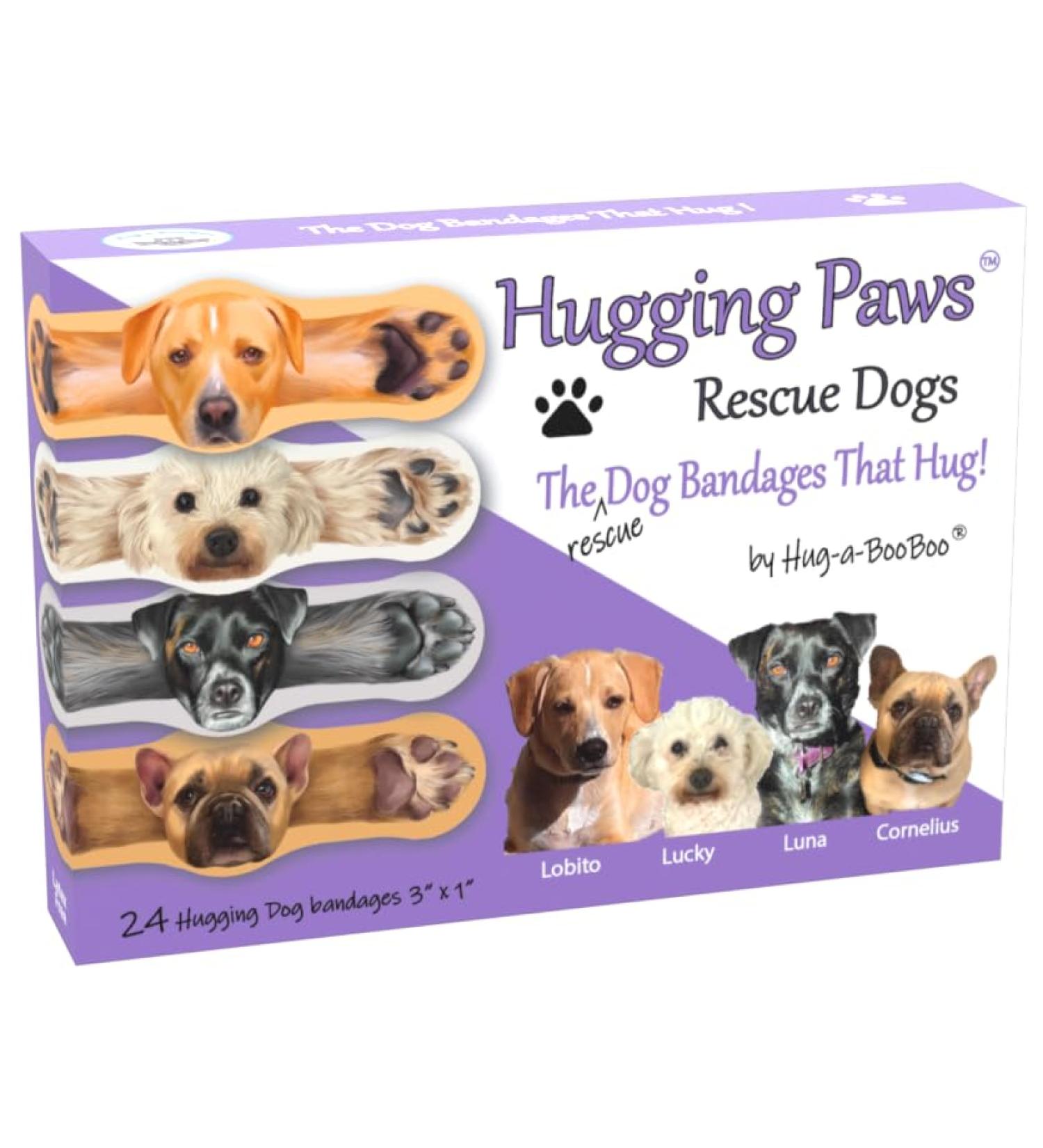 Hugging Paws Dog Bandages - Unique Rescue Dog Designs | 24 Ct | Perfect Gift for Dog Lovers - Hug-a-BooBoo - Buy Online on GoSupps.com