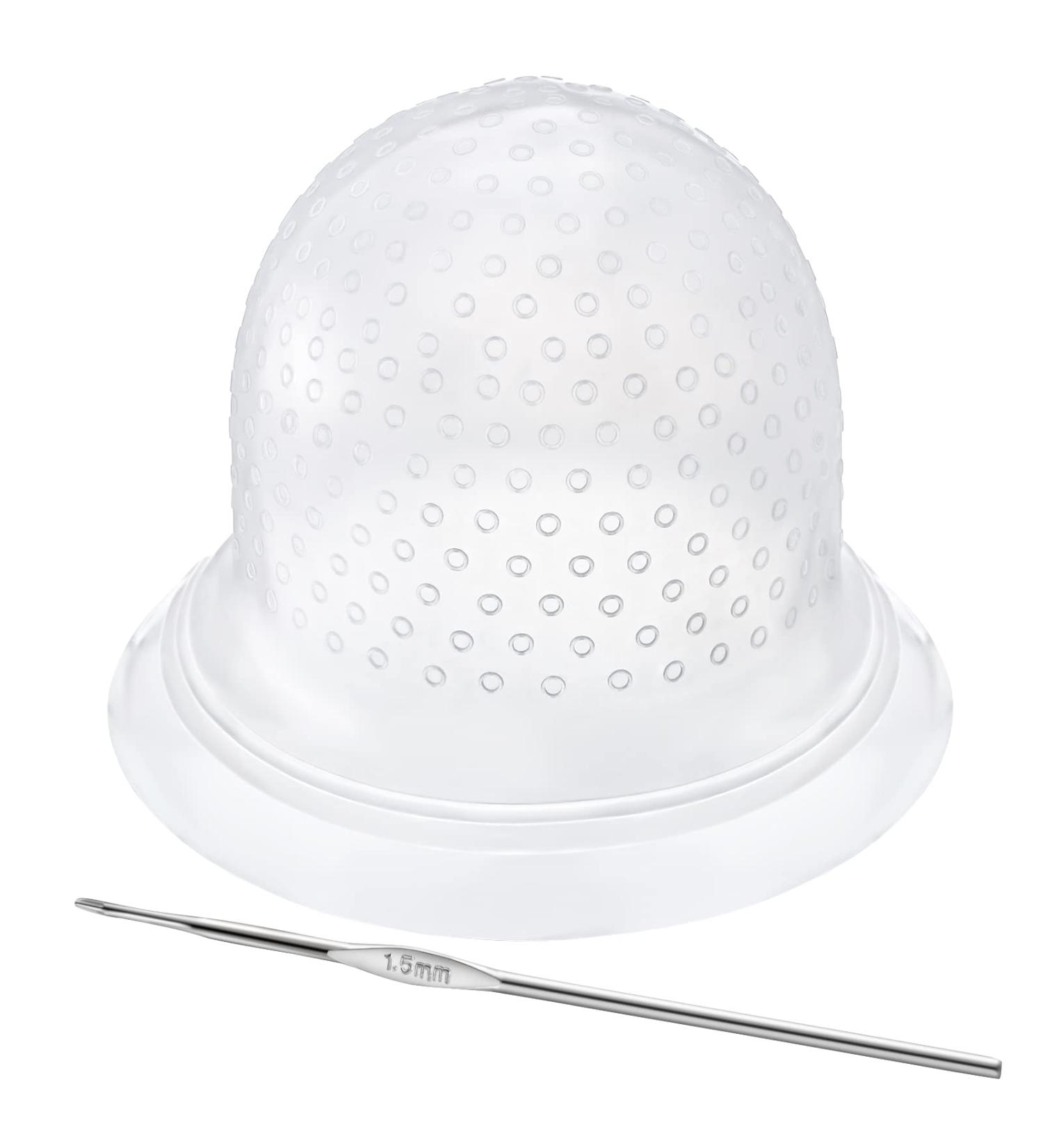 FRIUSATE 2-Piece Silicone Hair Coloring Highlighting Cap Set with Hook, Gloves, and Brush - Salon Quality Hair Highlighting Kit for Women and Men - Buy Online on GoSupps.com