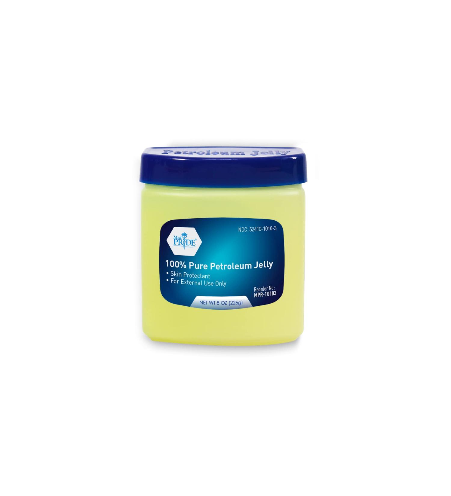 Med Pride Pure White Petroleum Jelly 8 oz - Skin Protectant for Dry Skin, Rashes, Burns & Wounds - Moisturizer for Lips, Hands, and Diaper Rash - Buy Online on GoSupps.com