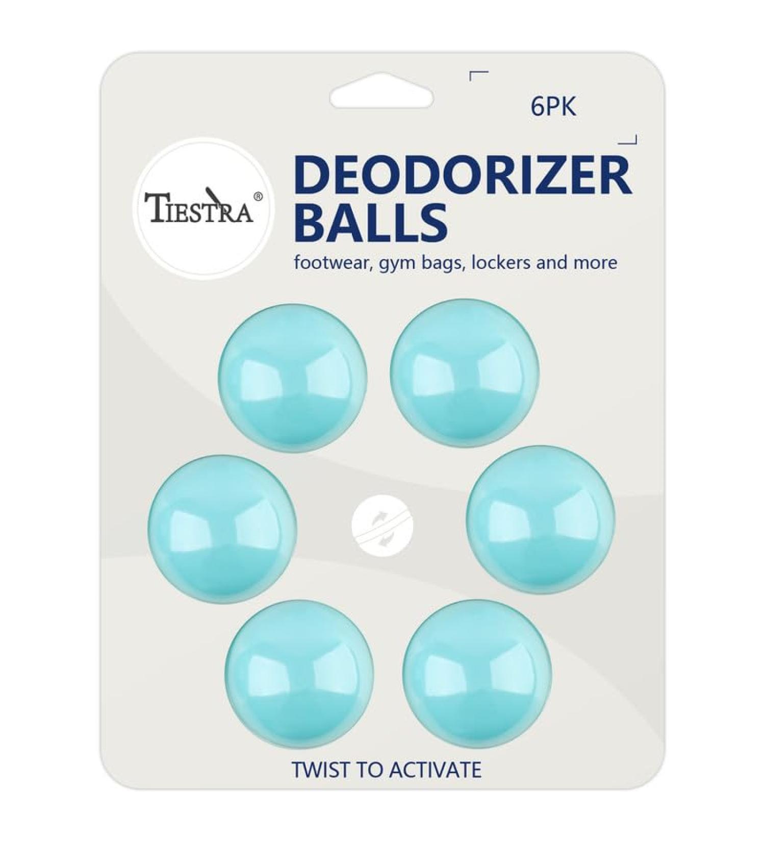 TIESTRA Shoe Deodorizer Balls 6 Pack-Reusable Shoe Fresheners-Fresh Scent for Sport Shoes Bags and Locker Blue/Fresh Linen - Buy Online on GoSupps.com