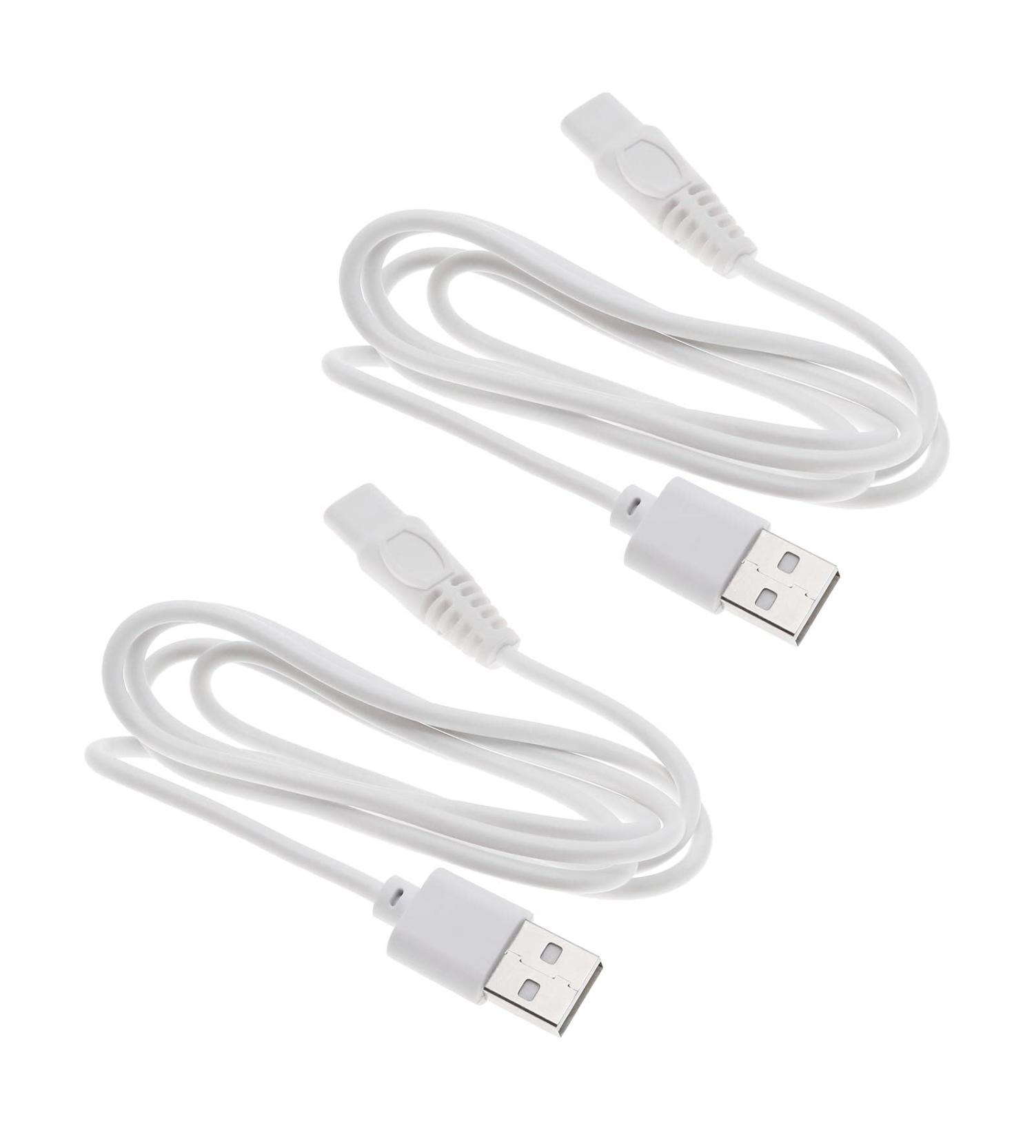 Emsea USB Razor Charging Cable - Compatible with Finishing Touch Flawless Legs | 5V 1m Power Cable for Women | 2-Pack White - Buy Online on GoSupps.com