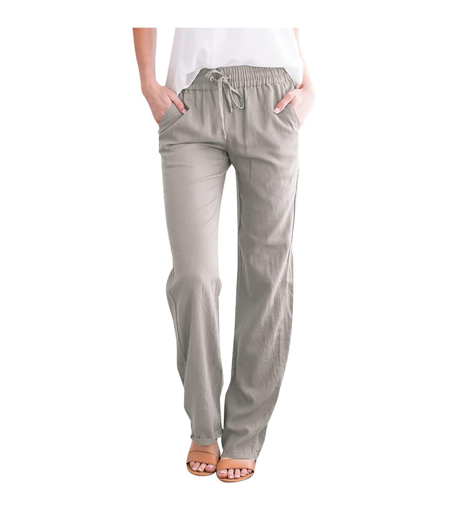 Wiyuqeen Spring Pants for Women - Trendy Straight Leg Trousers - Light Gray XX-Large - Buy Online on GoSupps.com