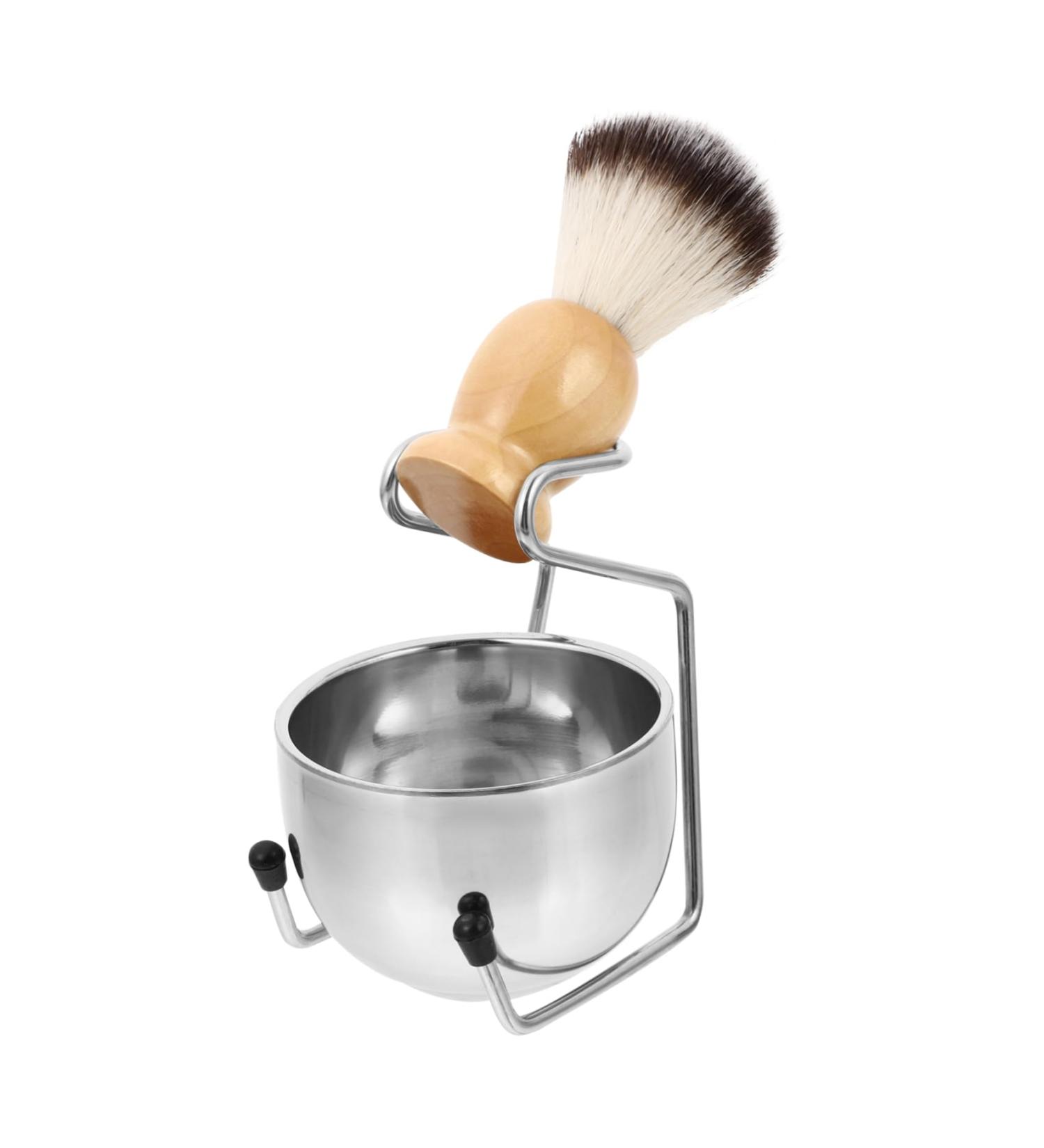 Fomiyes Stainless Steel Men's Shaving Set - Brush Frame Soap Bowl & Travel Kit for Beard Care - Buy Online on GoSupps.com