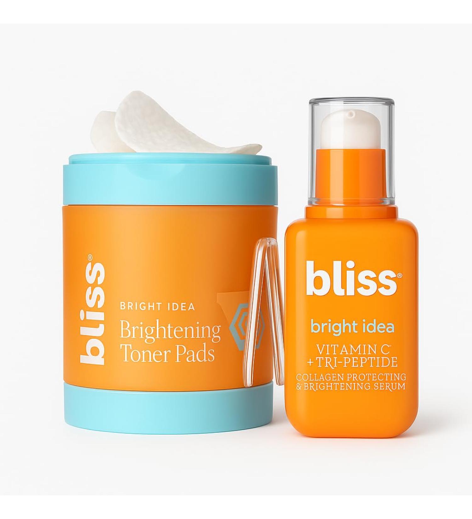 Bliss Vitamin C Radiant Skin Duo: Brightening Vitamin C Serum + Illuminating Toner Pads - Buy Online on GoSupps.com