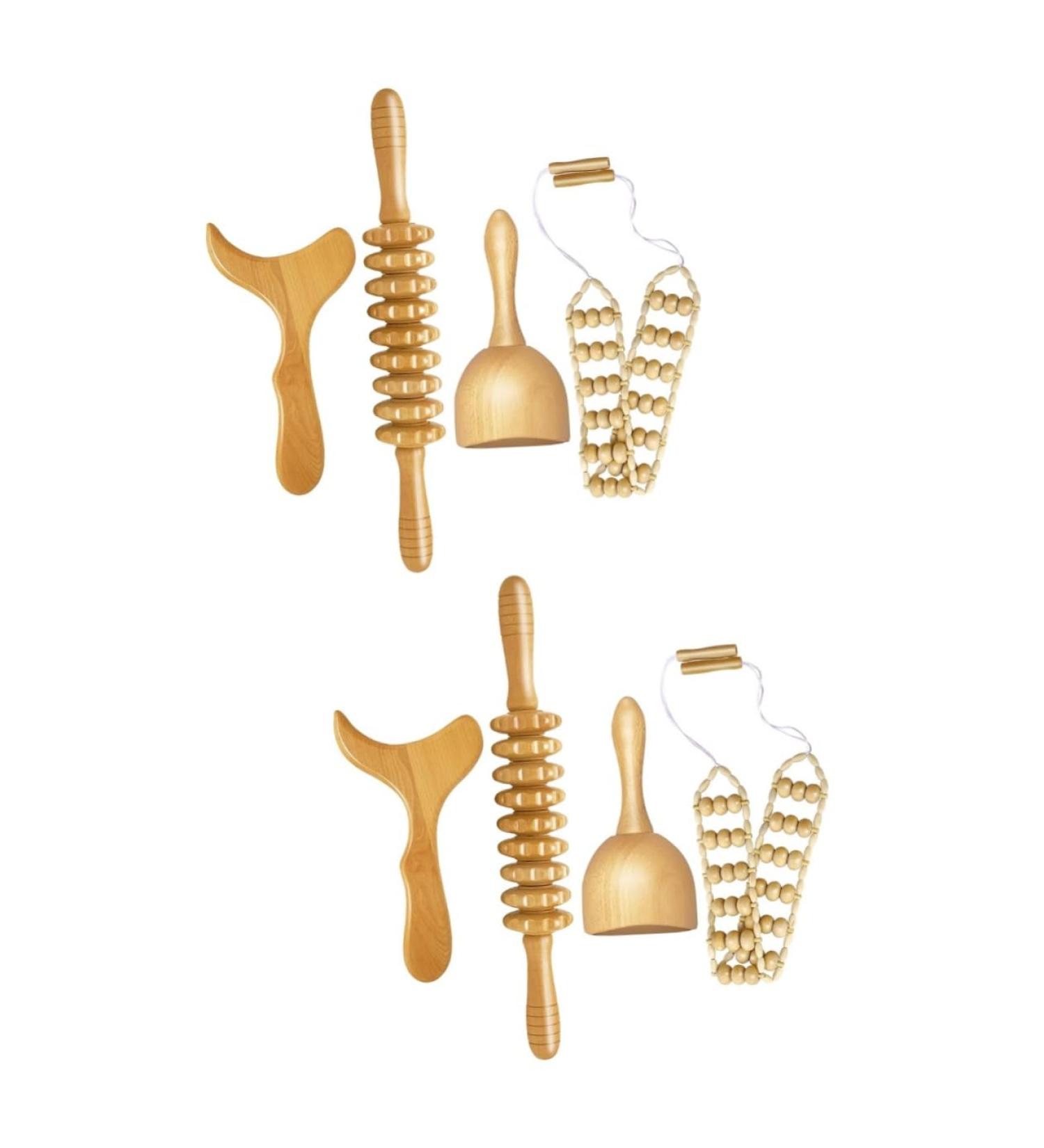 Healvian 8-Piece Wooden Massage Tool Set | Fascia Roller & Scraping Board for Full Body Relief - Buy Online on GoSupps.com