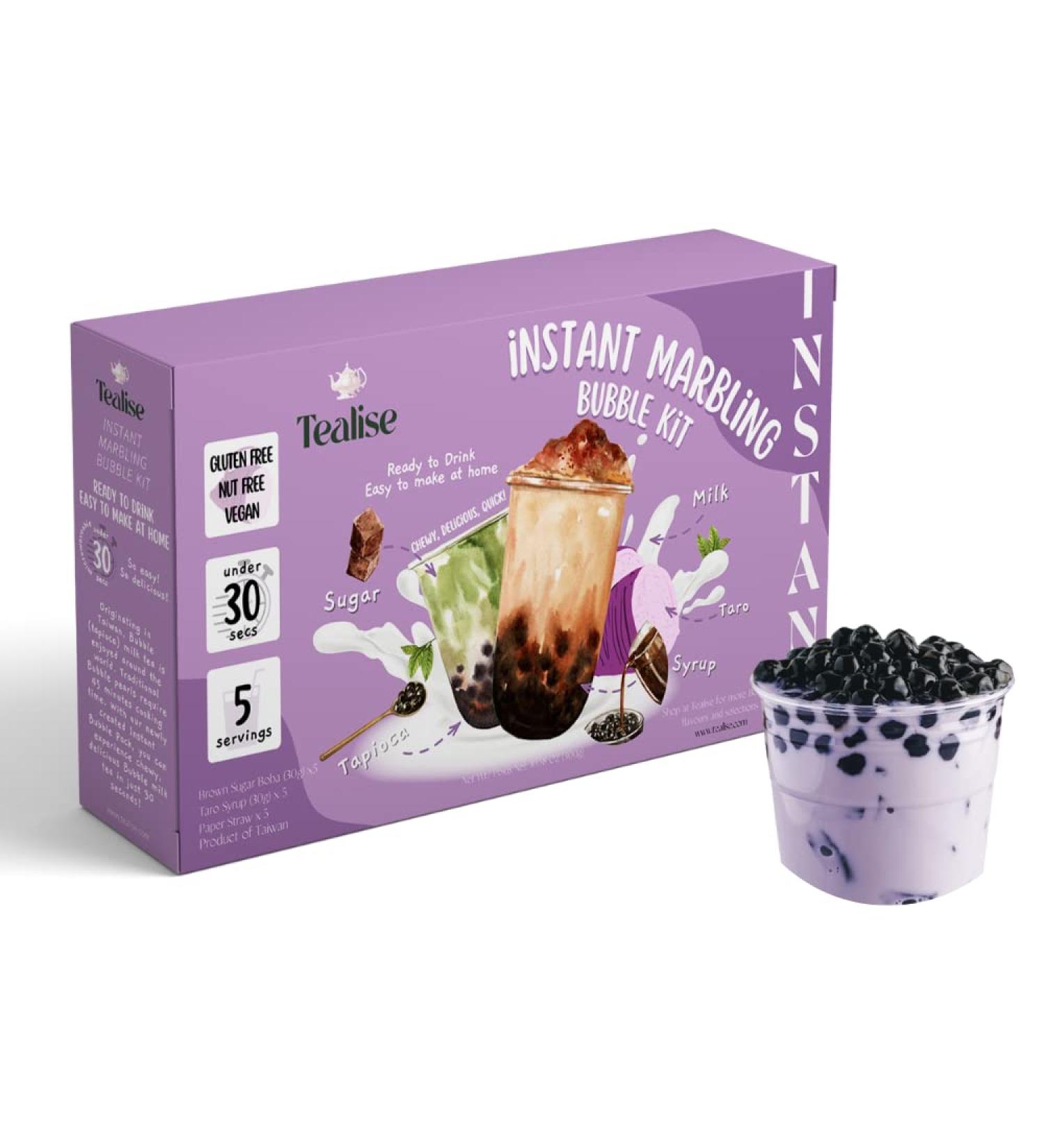Tealise Instant Syrup-based VeganBubble Tea Kit DIY Gift Bubble Tea Ready in 30 Seconds 5 Serving (Taro) - Buy Online on GoSupps.com