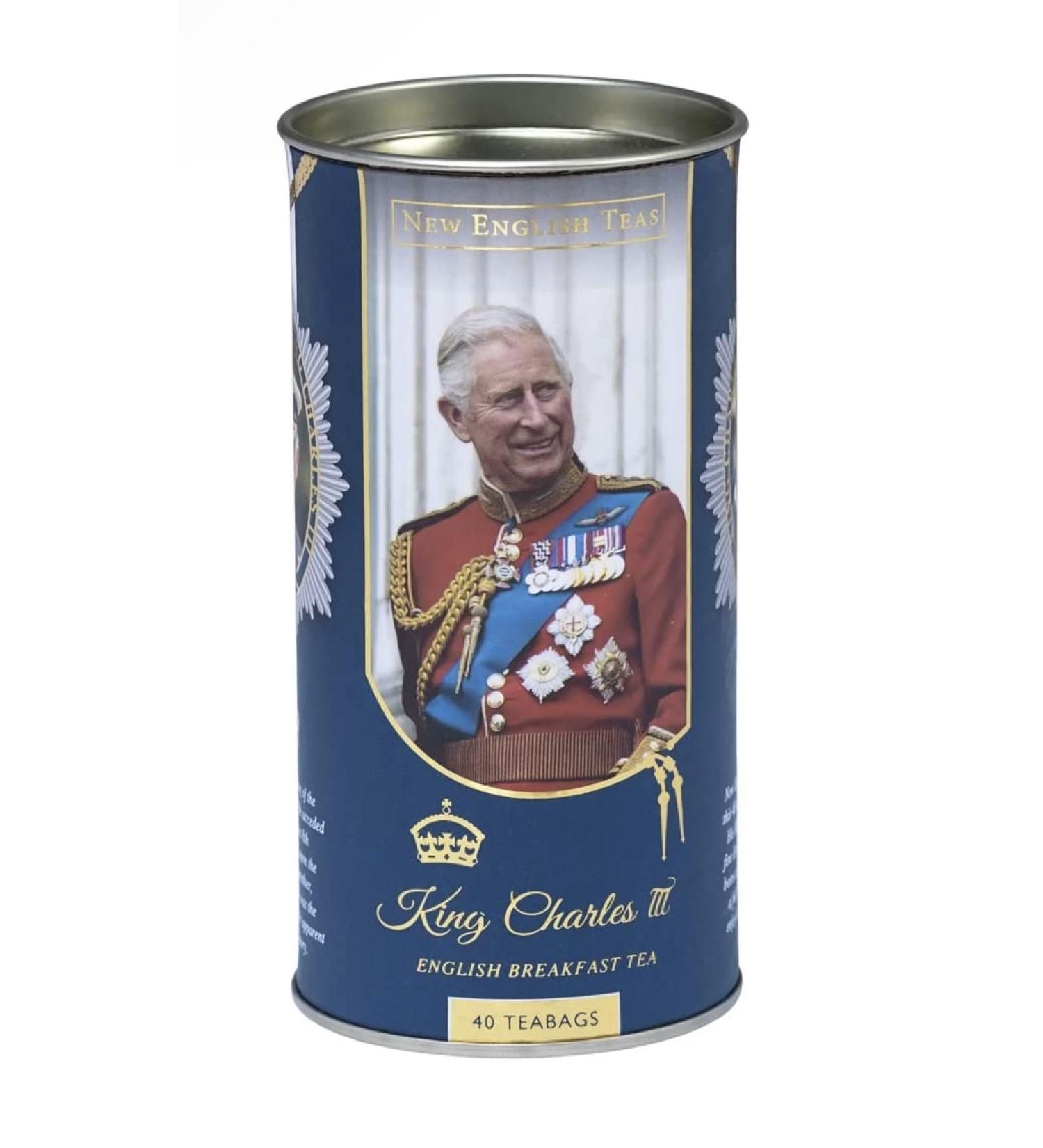 New English Teas King Charles Tea Drum with 40 English Breakfast Teabags - Buy Online on GoSupps.com