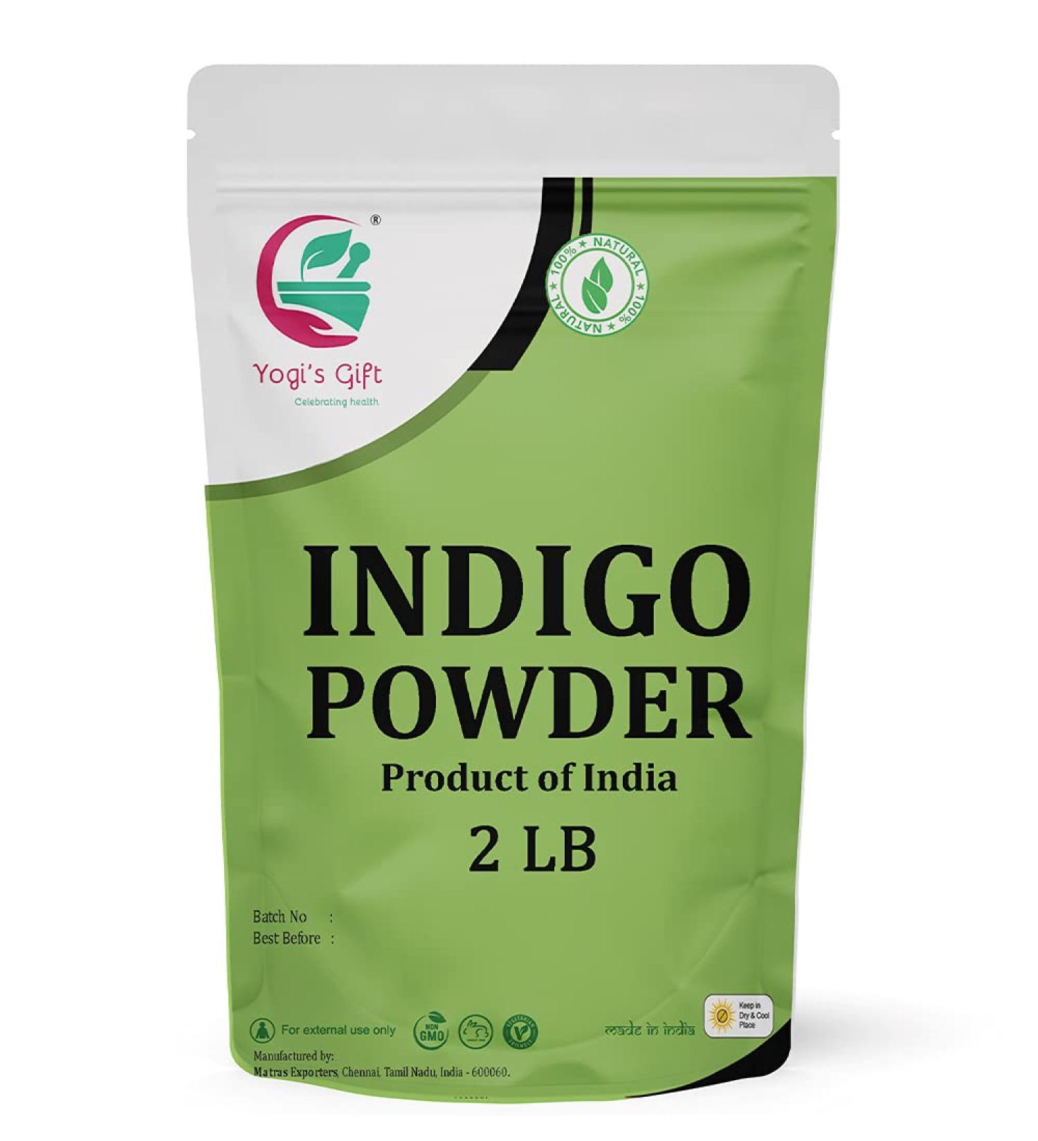 YOGIs GIFT Organic Indigo Powder 2 LB for Black & Dark Hair | Indigofera Tinctoria | Black Henna | Natural Hair color - Buy Online on GoSupps.com