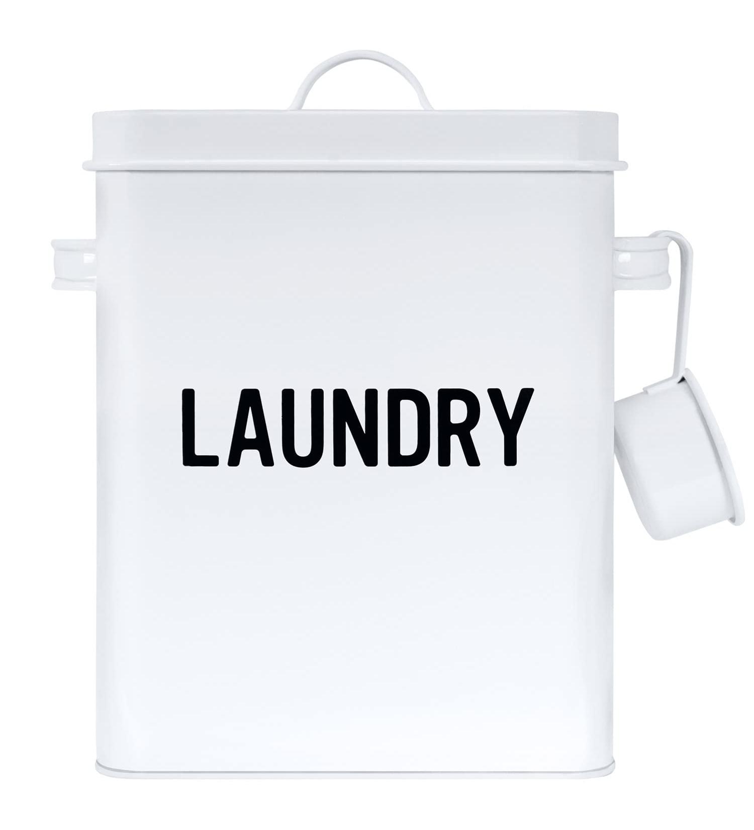 Blue Donuts Modern Farmhouse Laundry Detergent Canister with Scoop & Lid - Stylish Storage for Powder & Soap Pods - Buy Online on GoSupps.com