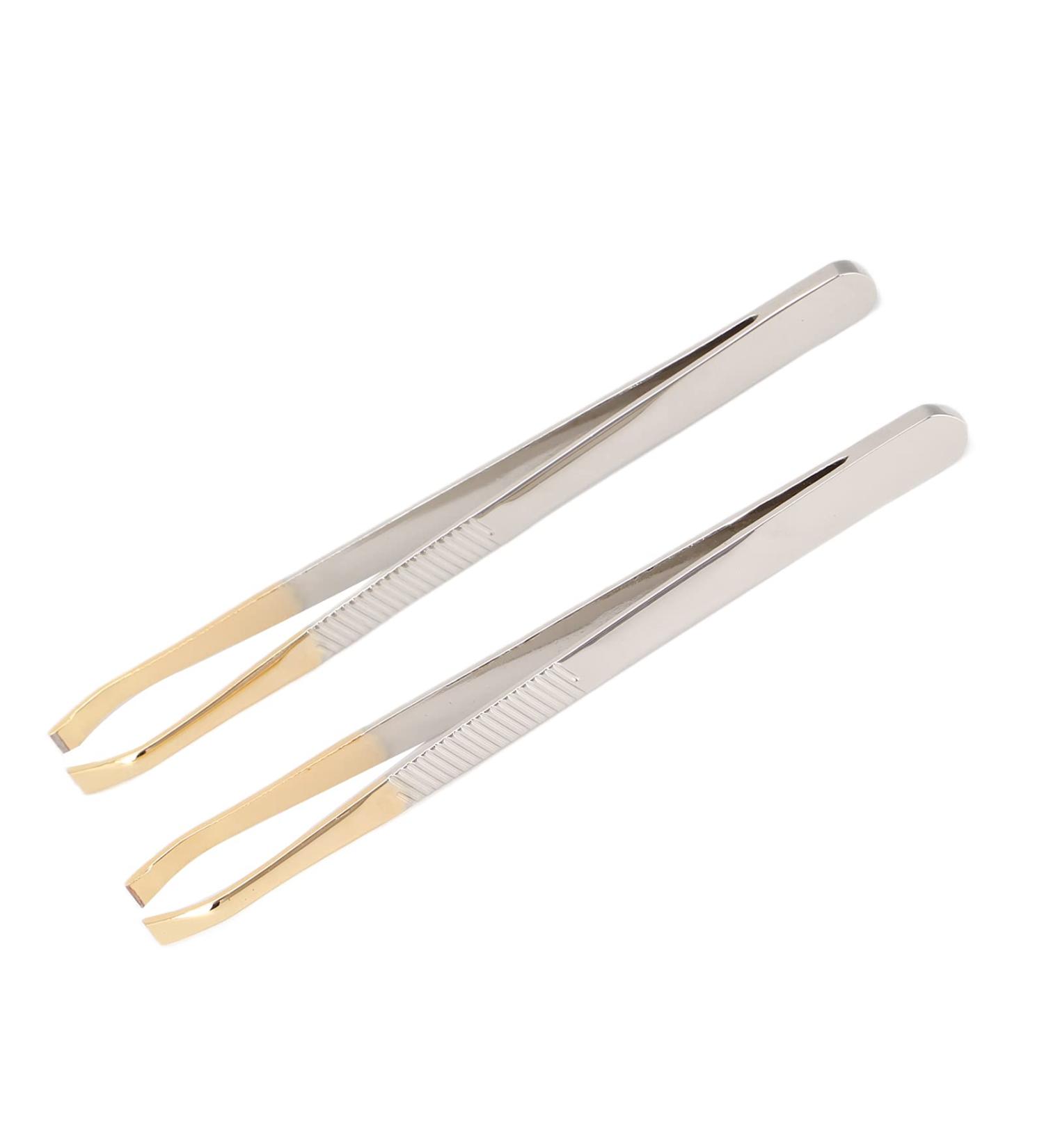 Precision Eyebrow Tweezers Set - 2 Pieces for Perfect Brows | Daily Beauty Tools for Women | Ideal for Ingrown Hair - Buy Online on GoSupps.com