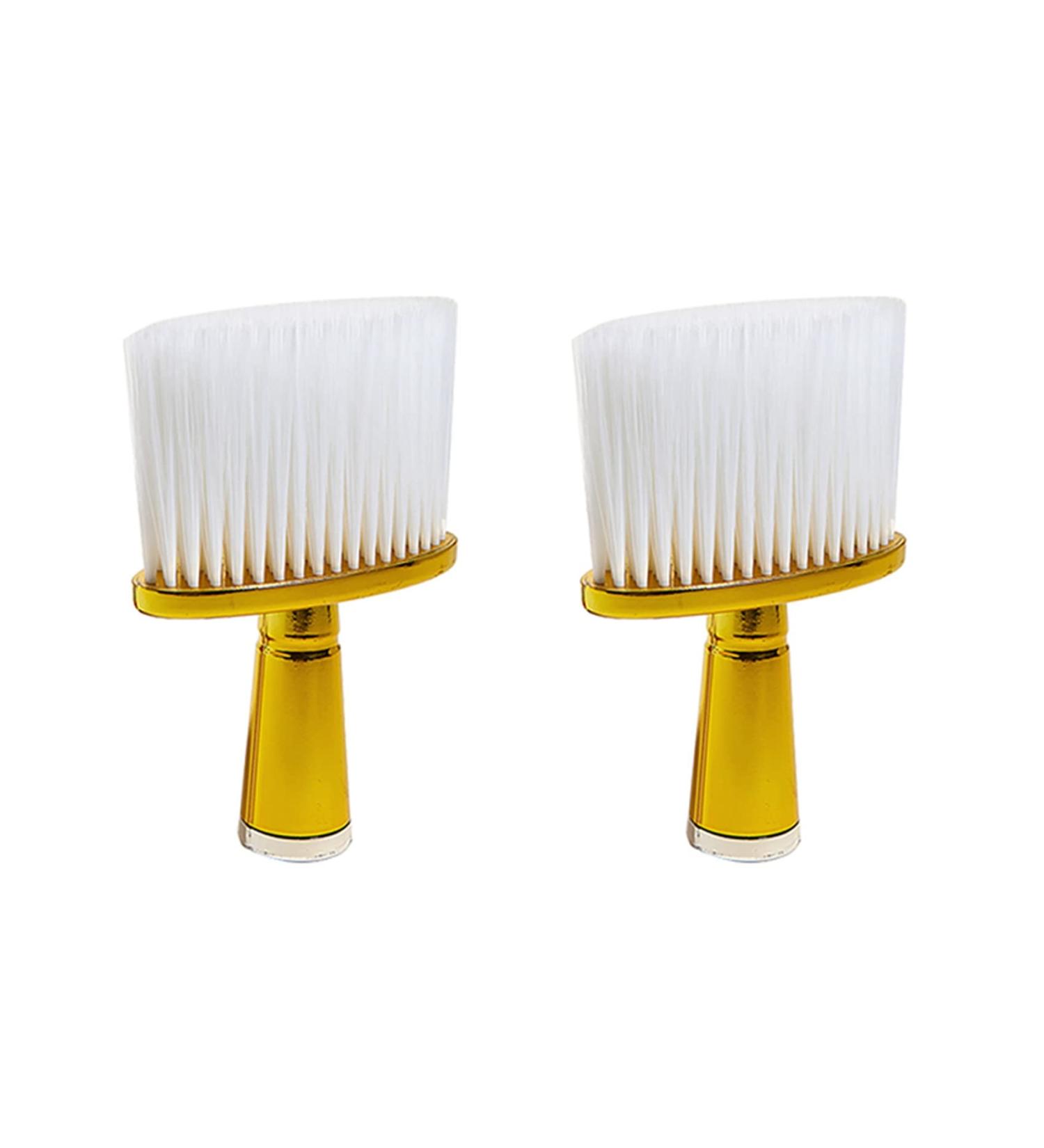 Vadillo 2X Soft Hair Brush Neck Face Duster Hairdressing Hair Cutting Cleaning Brush for Barber Salon Hairdressing Tools-Gold