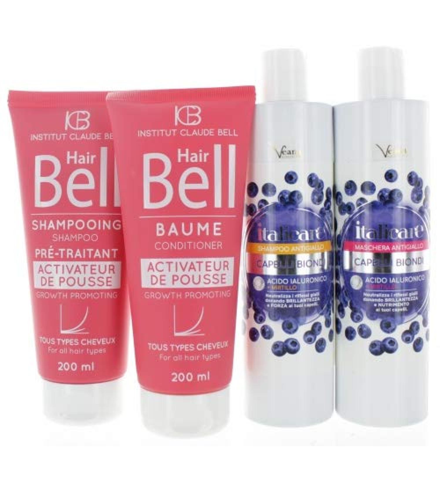  Veana 2 x Hyaluronic Acid Blueberry + Hair Mask 2 x 300ml + HairBell Shampoo 2 x 200ml for Faster Hair Growth - Buy Online on GoSupps.com