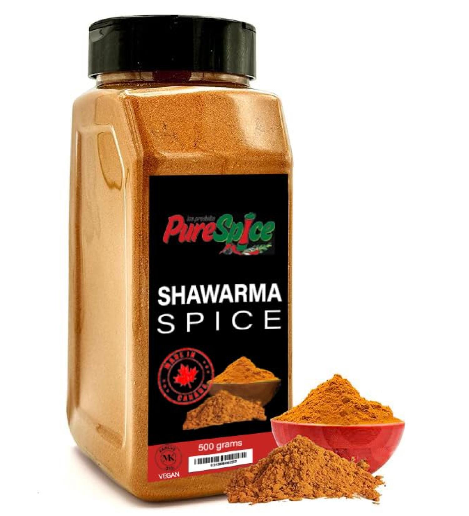 PureSpice Shawarma Spice 500 Grams | Restaurant Grade Vegan Kosher Powder Seasoning | Premium Flavor for Cooking Meat Steak Rub and Sauce (Shwarma Spice) - Buy Online on GoSupps.com