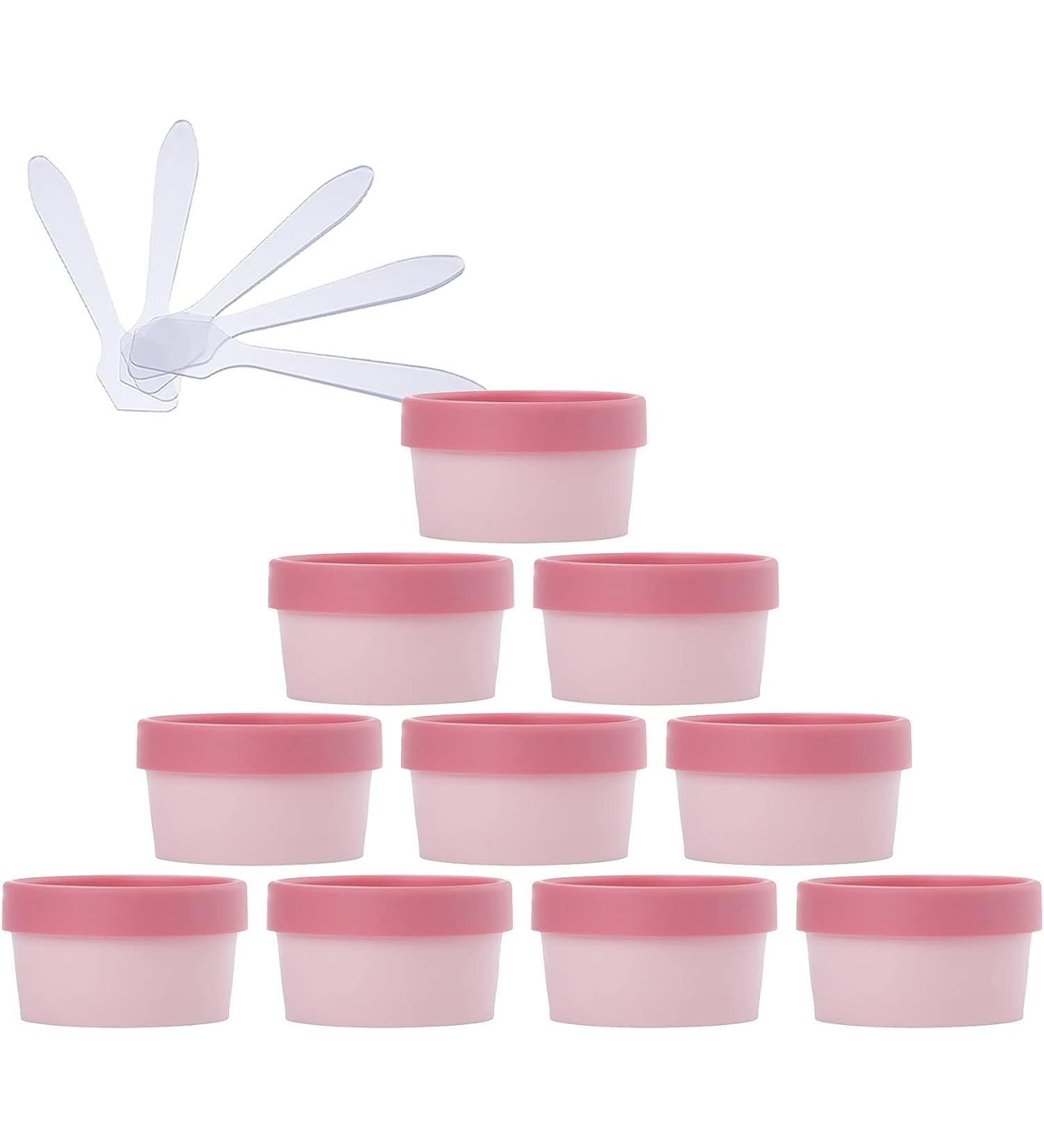 Travel bottlingtravel pots for cream small pots with lids 20 PC 100ml Pink Mask Mixing Bowl Empty 100g Plastic Storage Jars with Inner Liner for Storage Body Hand Face Cream Lotion Gel 5X Spatula (C - Buy Online on GoSupps.com